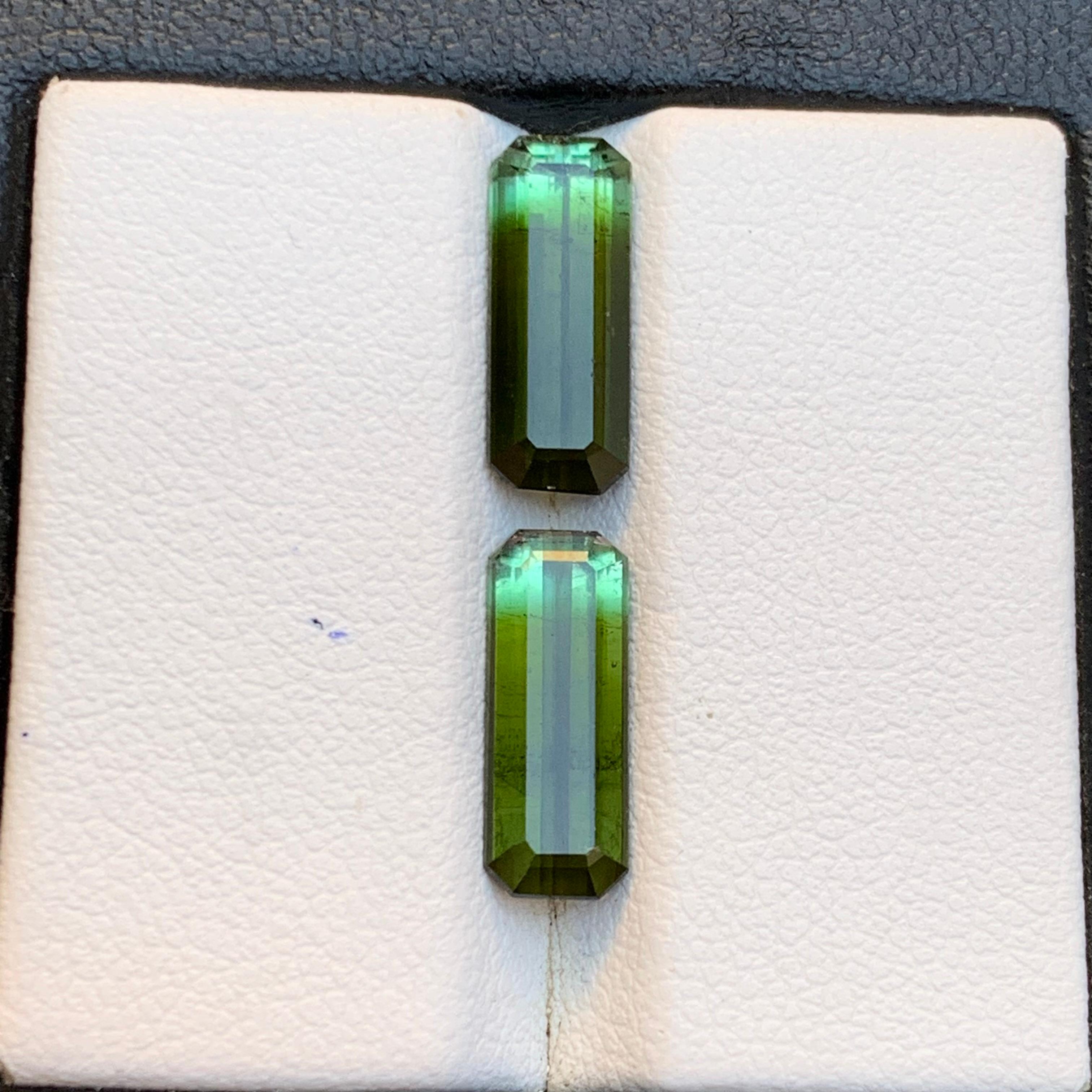Nature Greene & Greene Greene Tourmaline 4.86 Ct Emerald Cut Loose Gemstone Set Neuf - En vente à Peshawar, PK