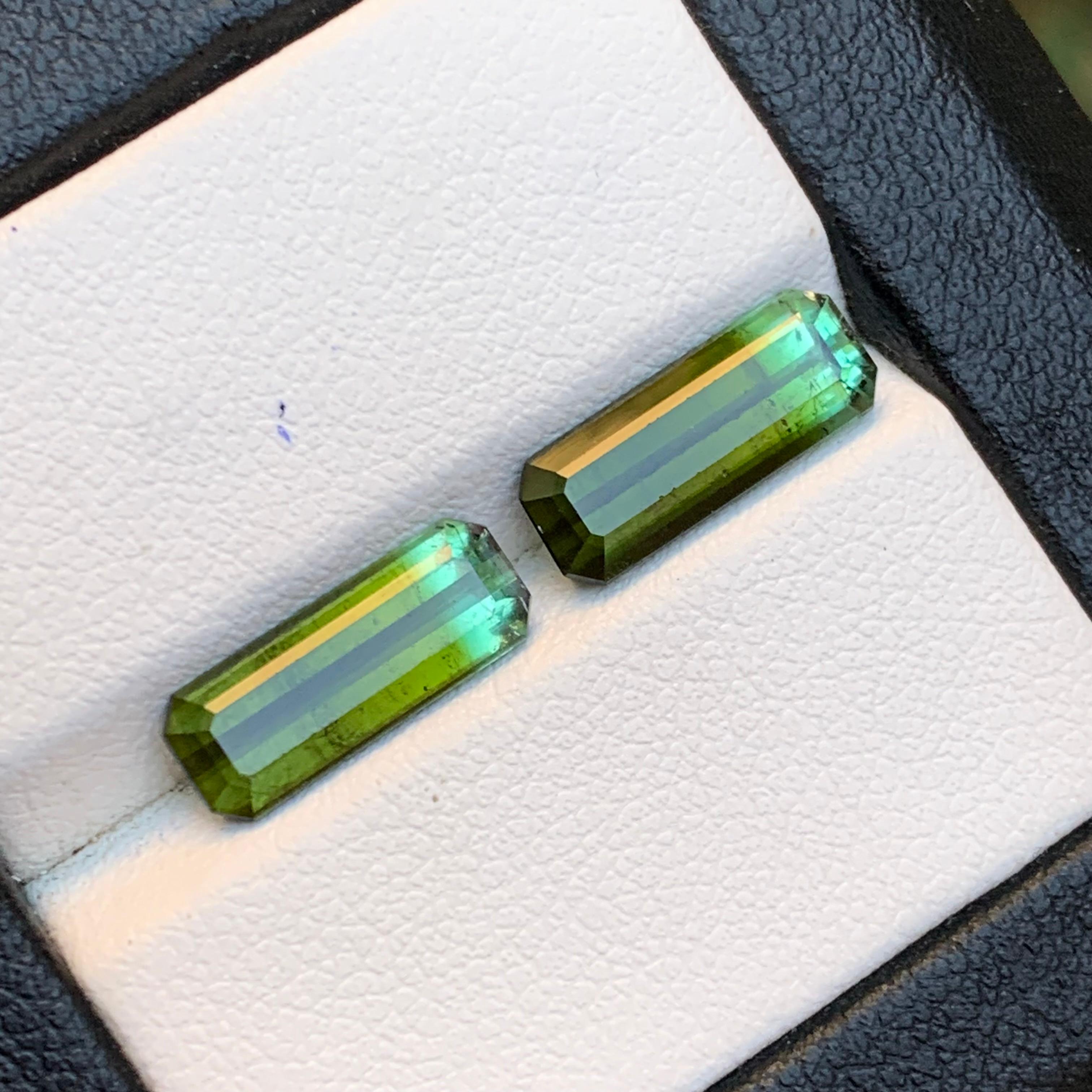 Nature Greene & Greene Greene Tourmaline 4.86 Ct Emerald Cut Loose Gemstone Set Unisexe en vente