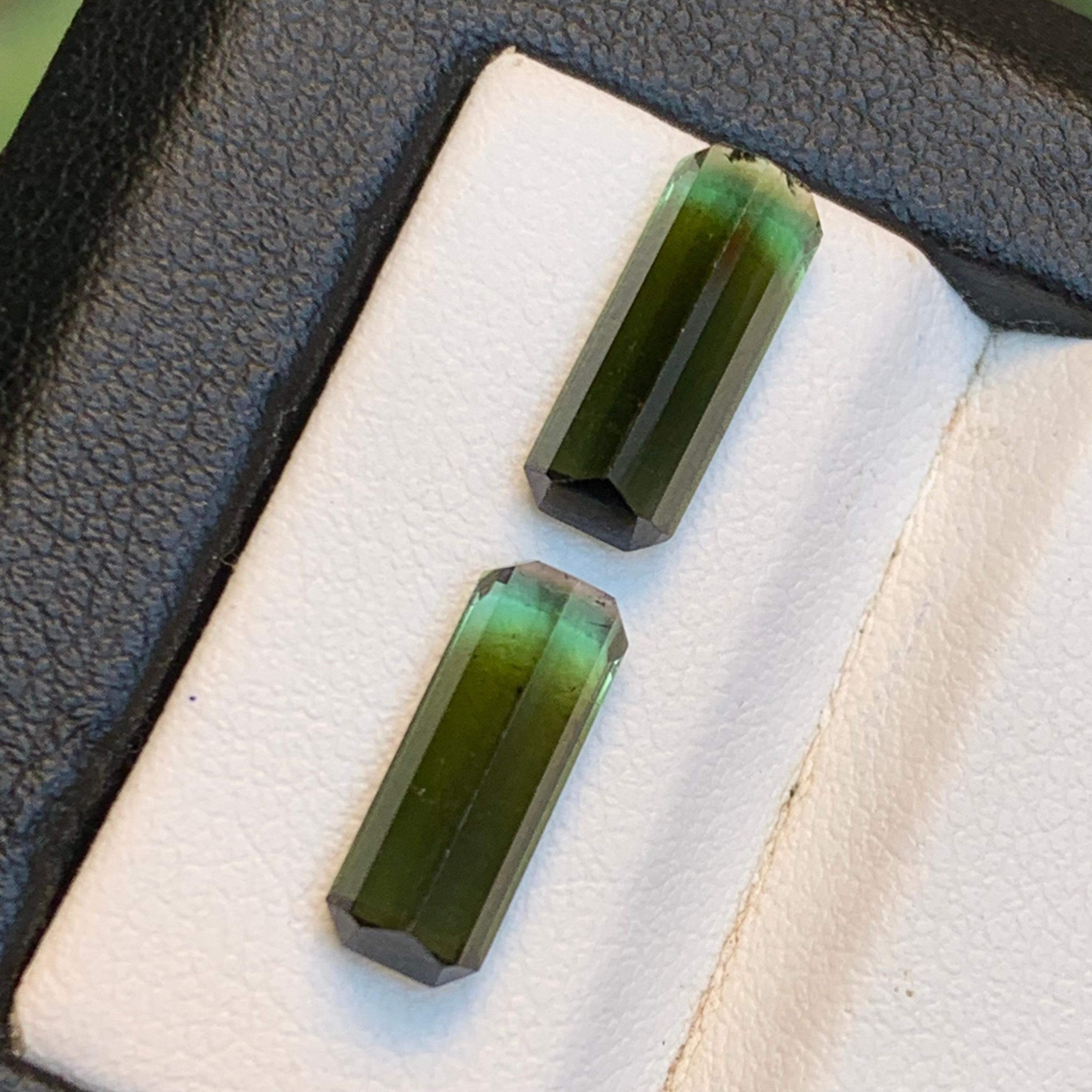 Nature Greene & Greene Greene Tourmaline 4.86 Ct Emerald Cut Loose Gemstone Set en vente 1