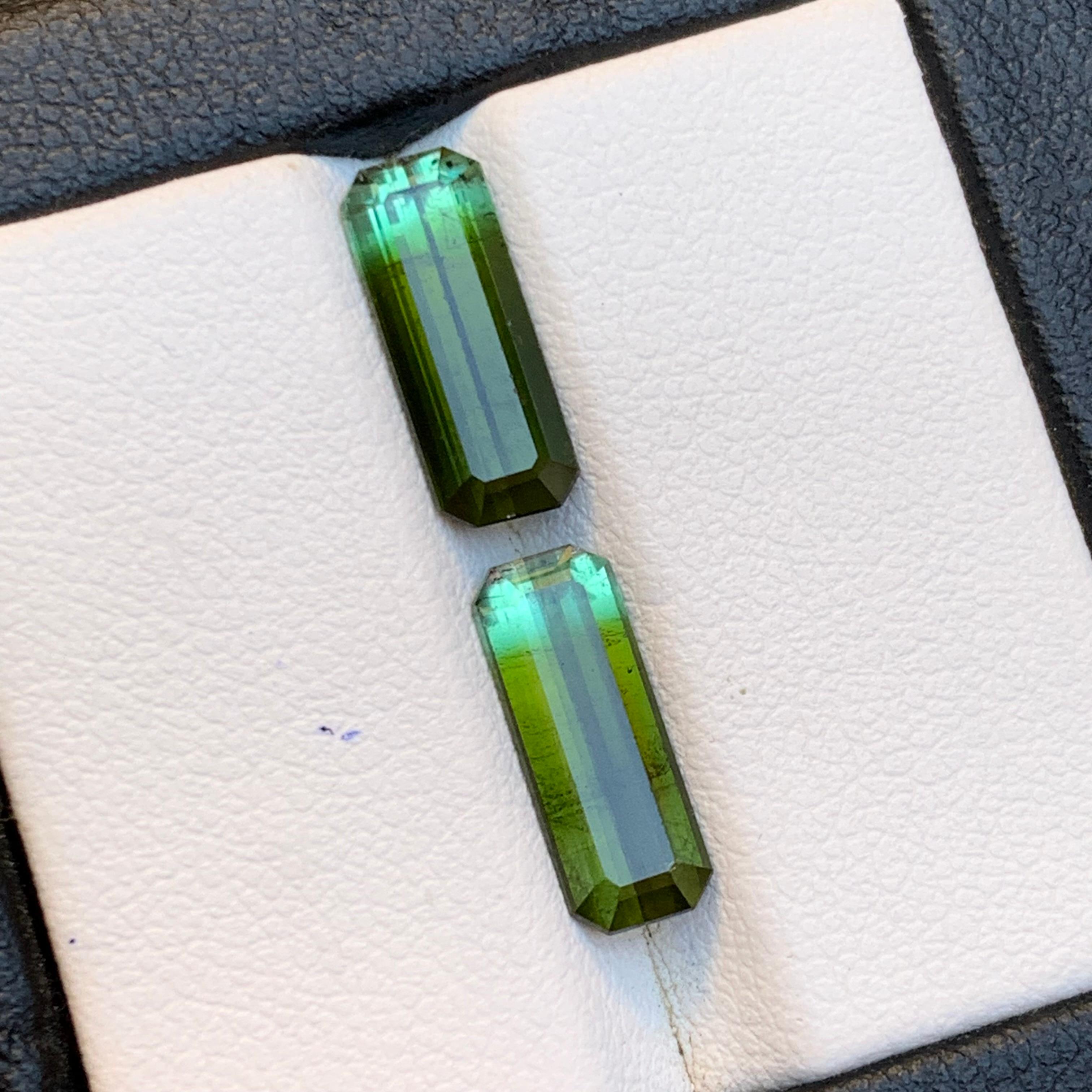 Nature Greene & Greene Greene Tourmaline 4.86 Ct Emerald Cut Loose Gemstone Set en vente 2