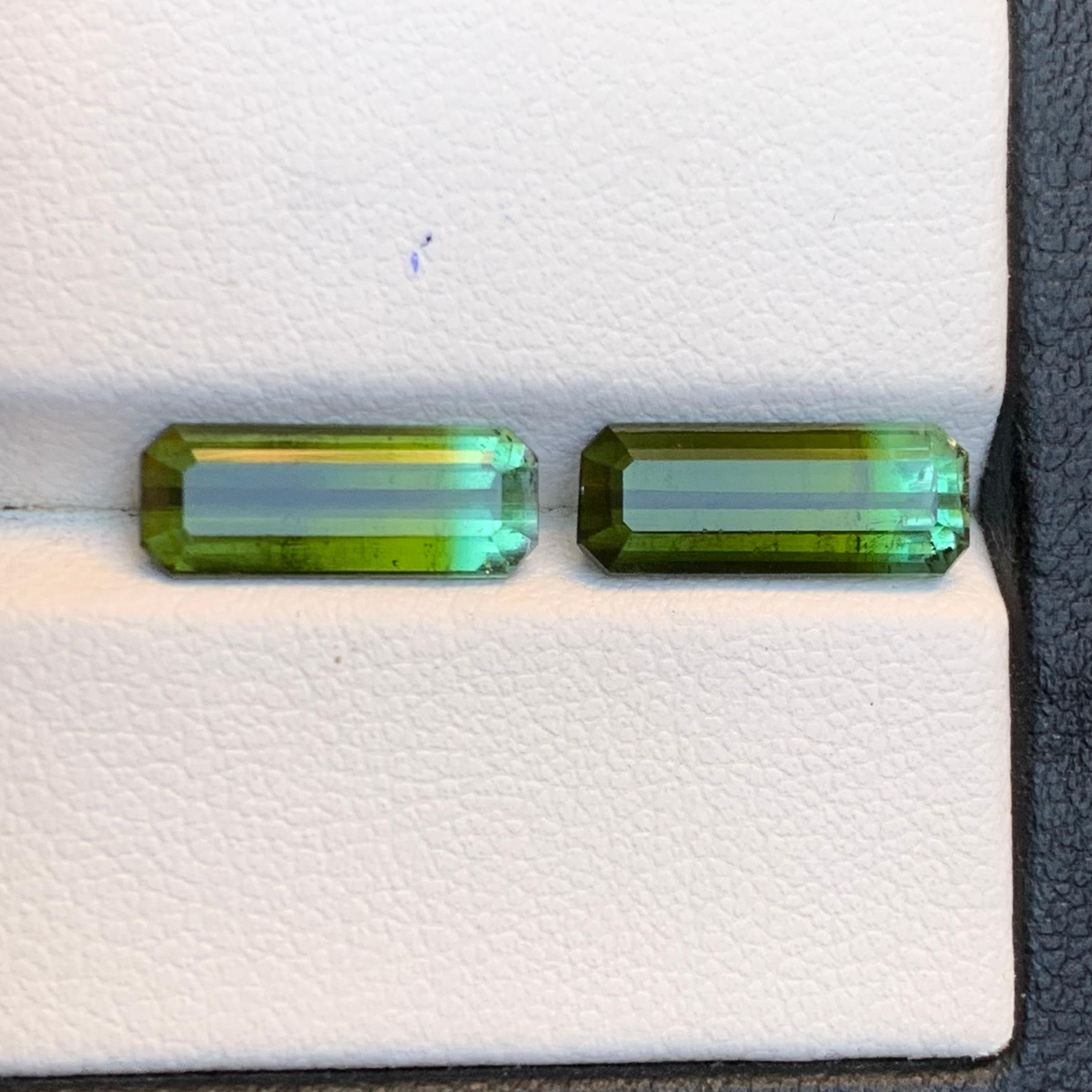 Nature Greene & Greene Greene Tourmaline 4.86 Ct Emerald Cut Loose Gemstone Set en vente 3