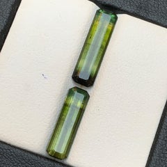 Natural Olive Green Bicolor Tourmaline 5.39 Ct Emerald Cut Loose Gemstones