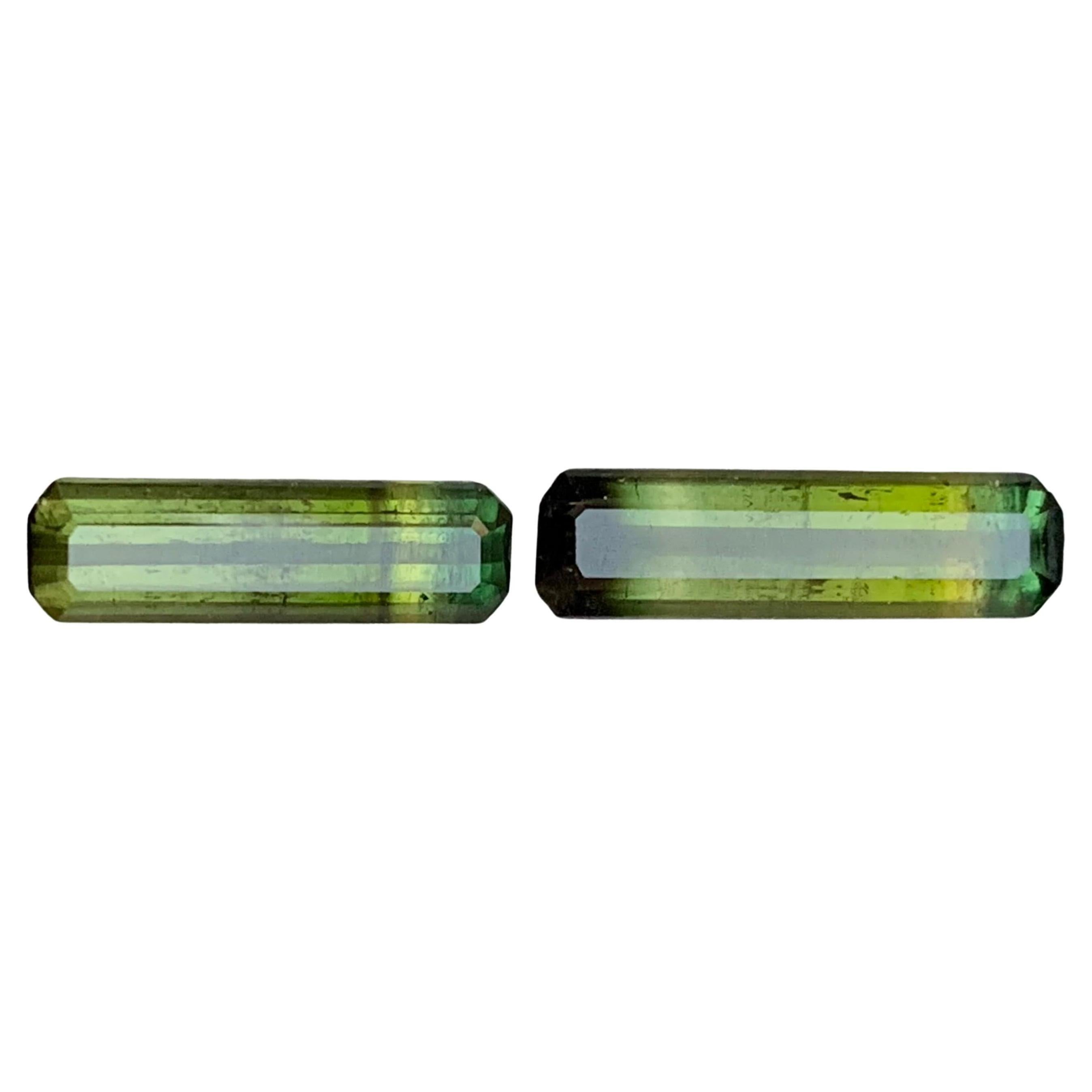 Naturelle Olive Green Bicolor Tourmaline 5.39 Ct Emerald Cut Loose Gemstones