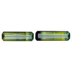 Naturelle Olive Green Bicolor Tourmaline 5.39 Ct Emerald Cut Loose Gemstones