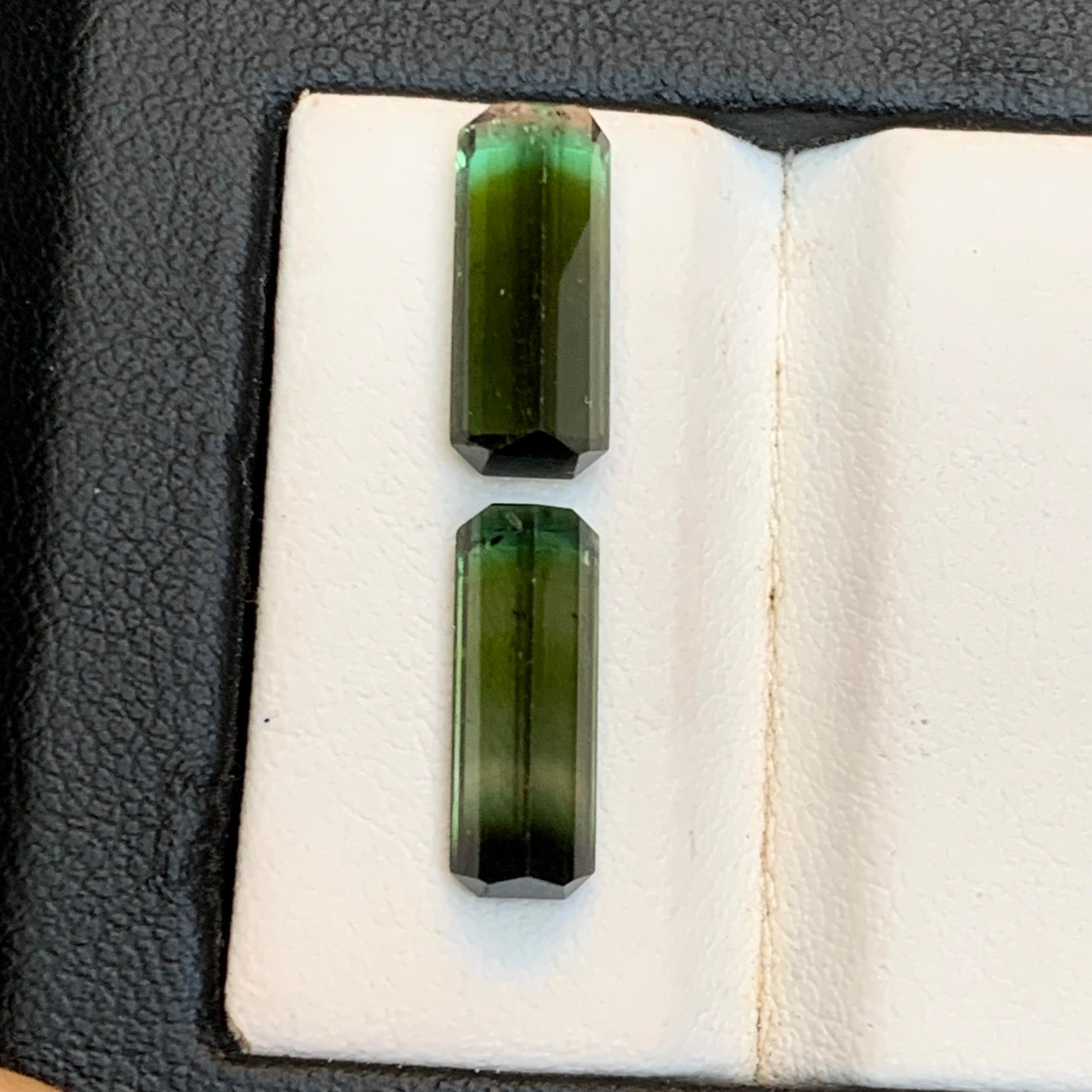 Naturelle Olive Green Bicolor Tourmaline 5.86 Ct Emerald Cut Loose Gemstones Set Neuf - En vente à Peshawar, PK