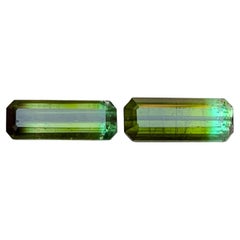 Naturelle Olive Green Bicolor Tourmaline 5.86 Ct Emerald Cut Loose Gemstones Set