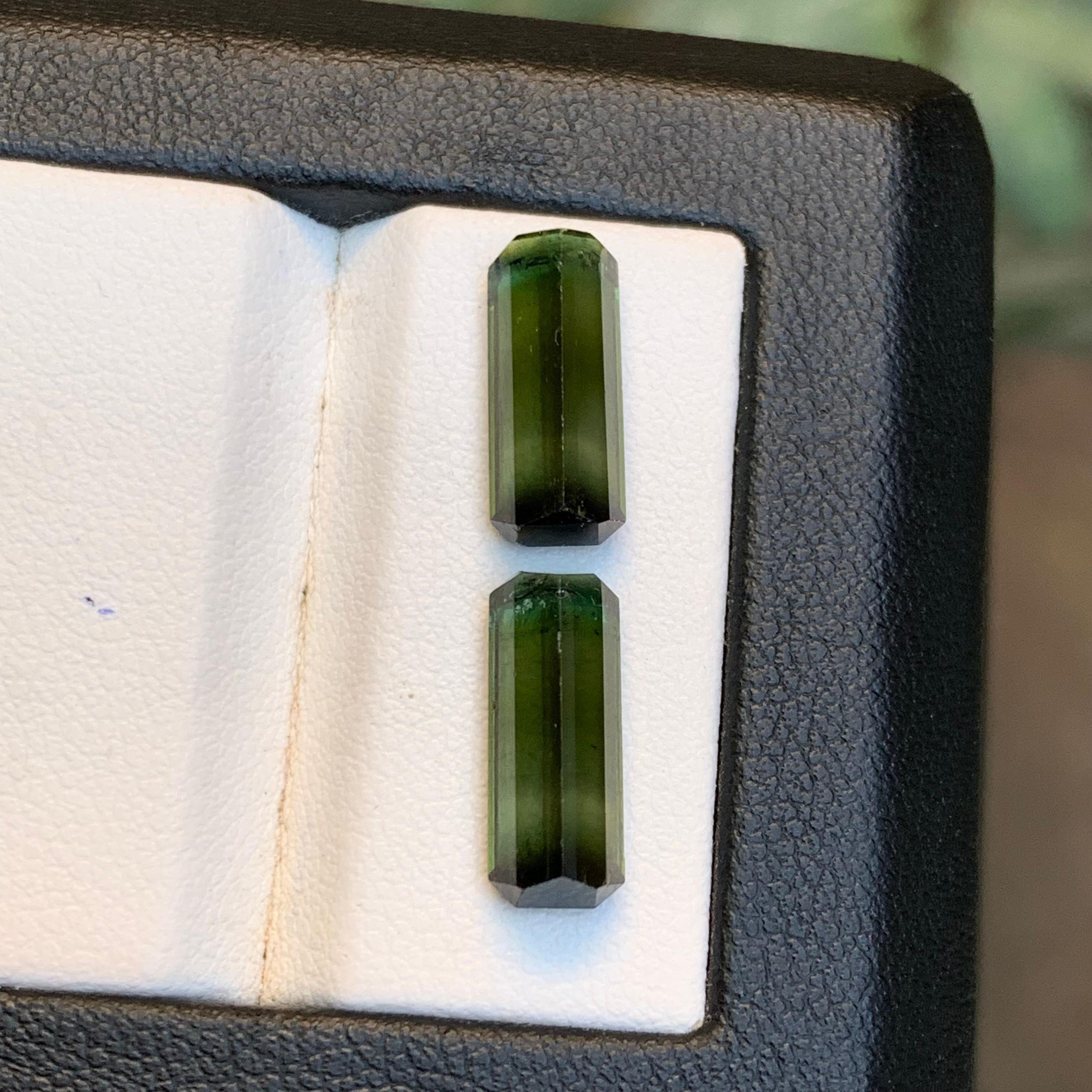 Nature Greene & Greene Greene Tourmaline 6.38 Ct Emerald Cut Loose Gemstone Set en vente 5