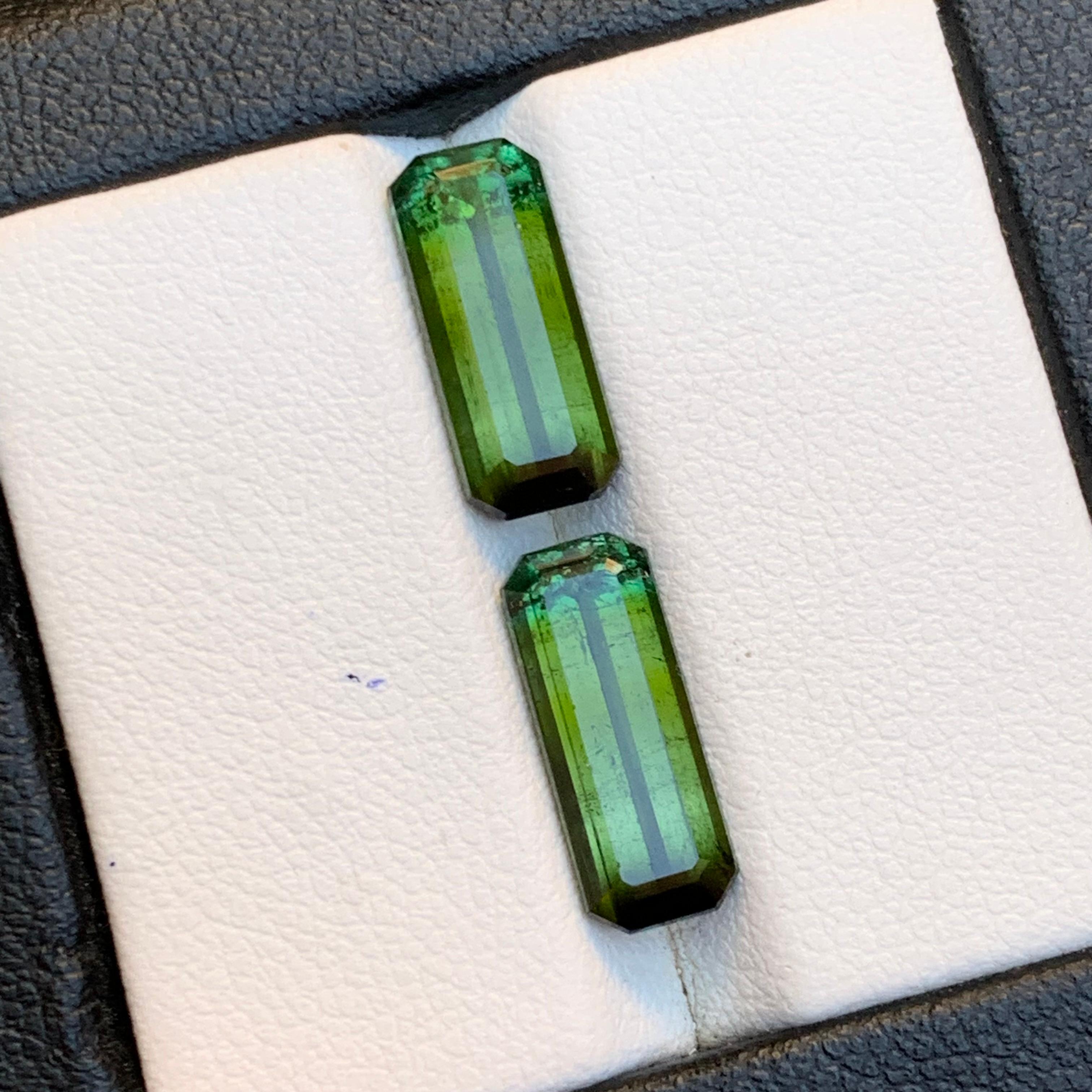 Nature Greene & Greene Greene Tourmaline 6.38 Ct Emerald Cut Loose Gemstone Set Neuf - En vente à Peshawar, PK