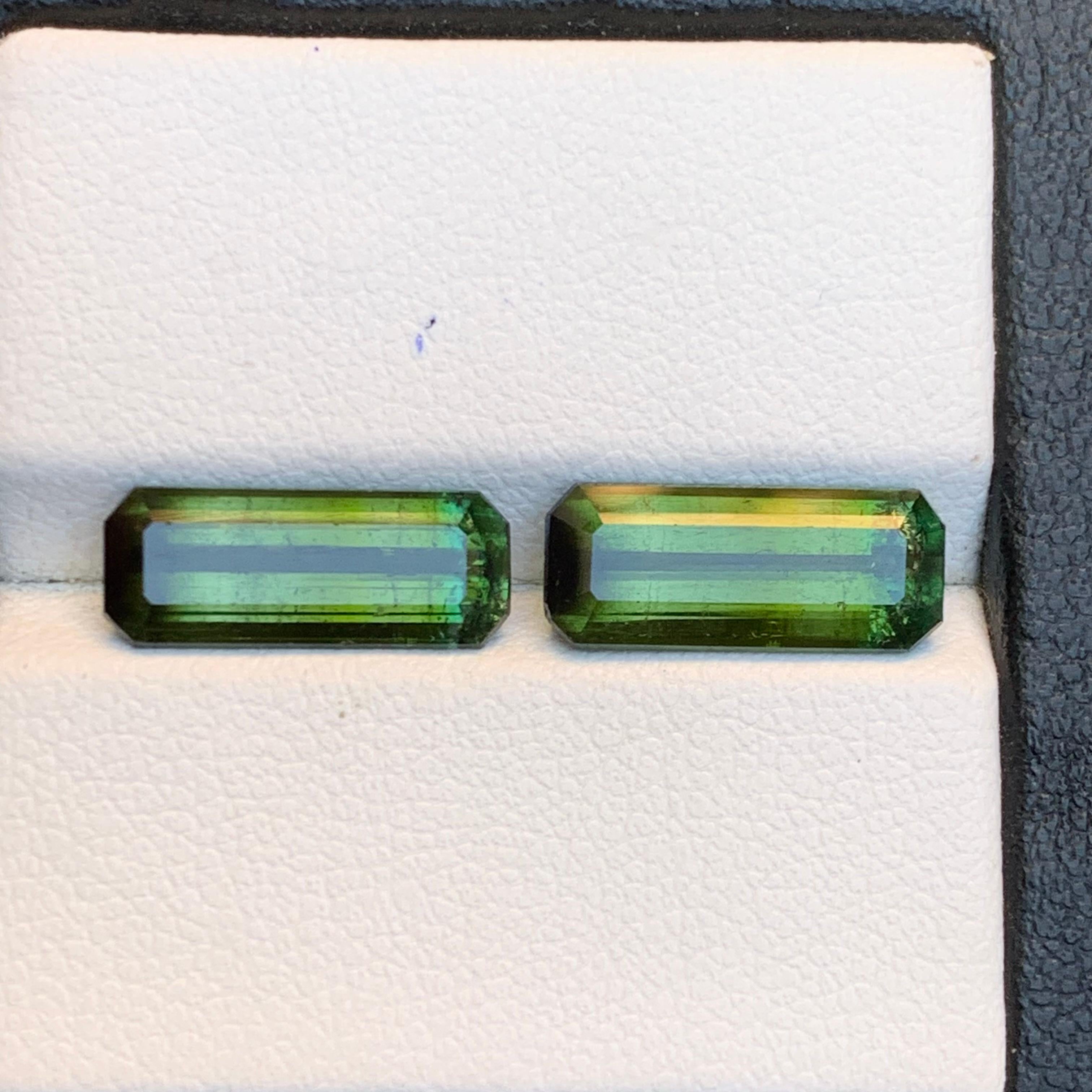 Nature Greene & Greene Greene Tourmaline 6.38 Ct Emerald Cut Loose Gemstone Set en vente 1
