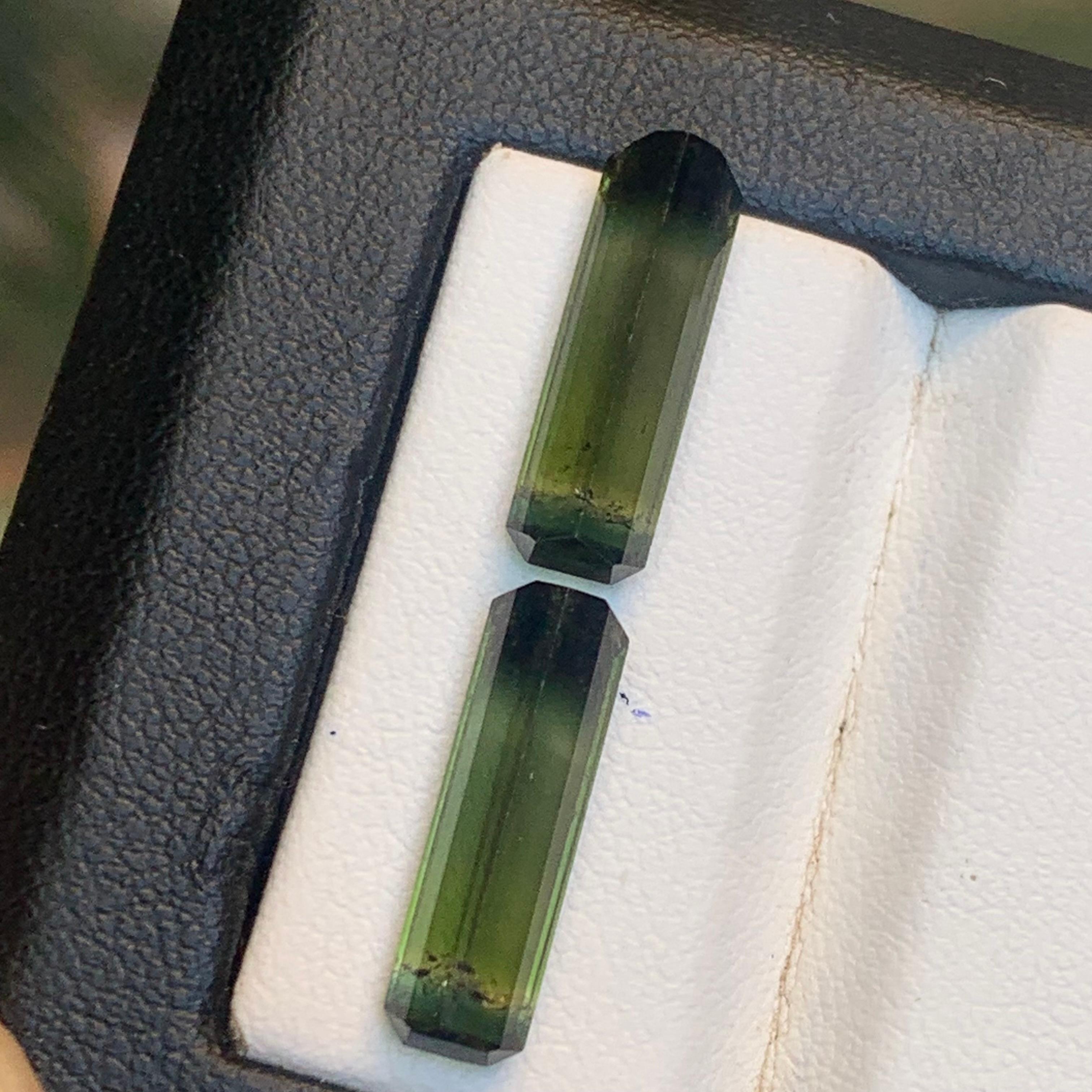 Natural Olive Green Bicolor Tourmaline 6.68 Ct Emerald Cut Loose Gemstone Set For Sale 1