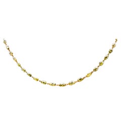 Natural Olive Green Diamond Briollette Chain Necklace in 18 Karat Gold