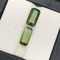 Natural Olive Green Tourmaline 4.79 Ct Emerald Cut Loose Gemstone Set - Jewelry