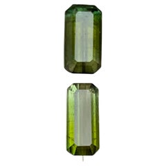 Natürlicher Olivgrüner Turmalin 4.79 Ct Smaragdschliff Loser Edelstein Set - Schmuck