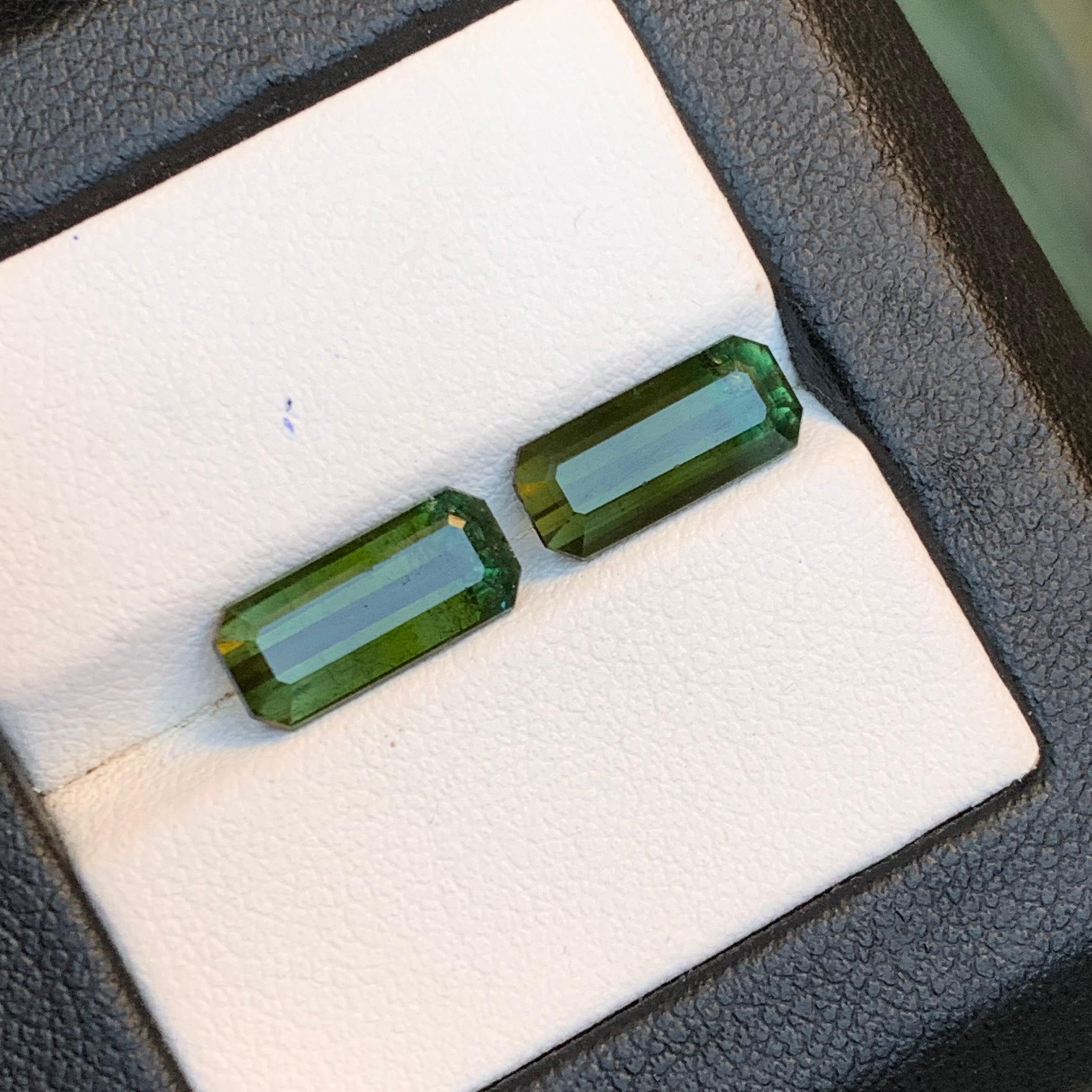 Naturelle Tourmaline vert olive 5.28 Ct Emerald Cut Loose Gemstone Set - Bijoux en vente 6