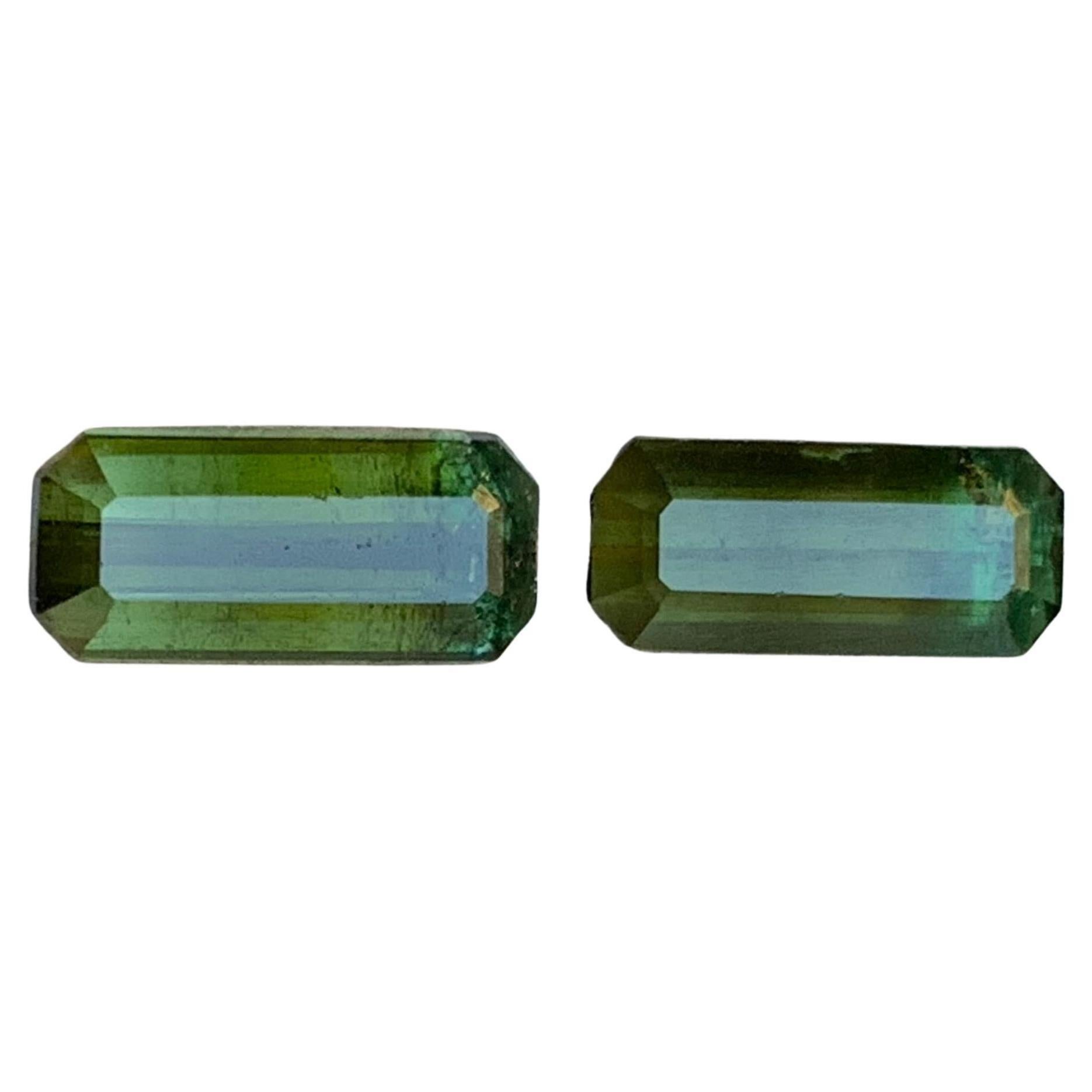 Naturelle Tourmaline vert olive 5.28 Ct Emerald Cut Loose Gemstone Set - Bijoux