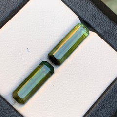 Natural Olive Green Tourmaline 6.44 Ct Emerald Cut Loose Gemstone Set - Jewelry