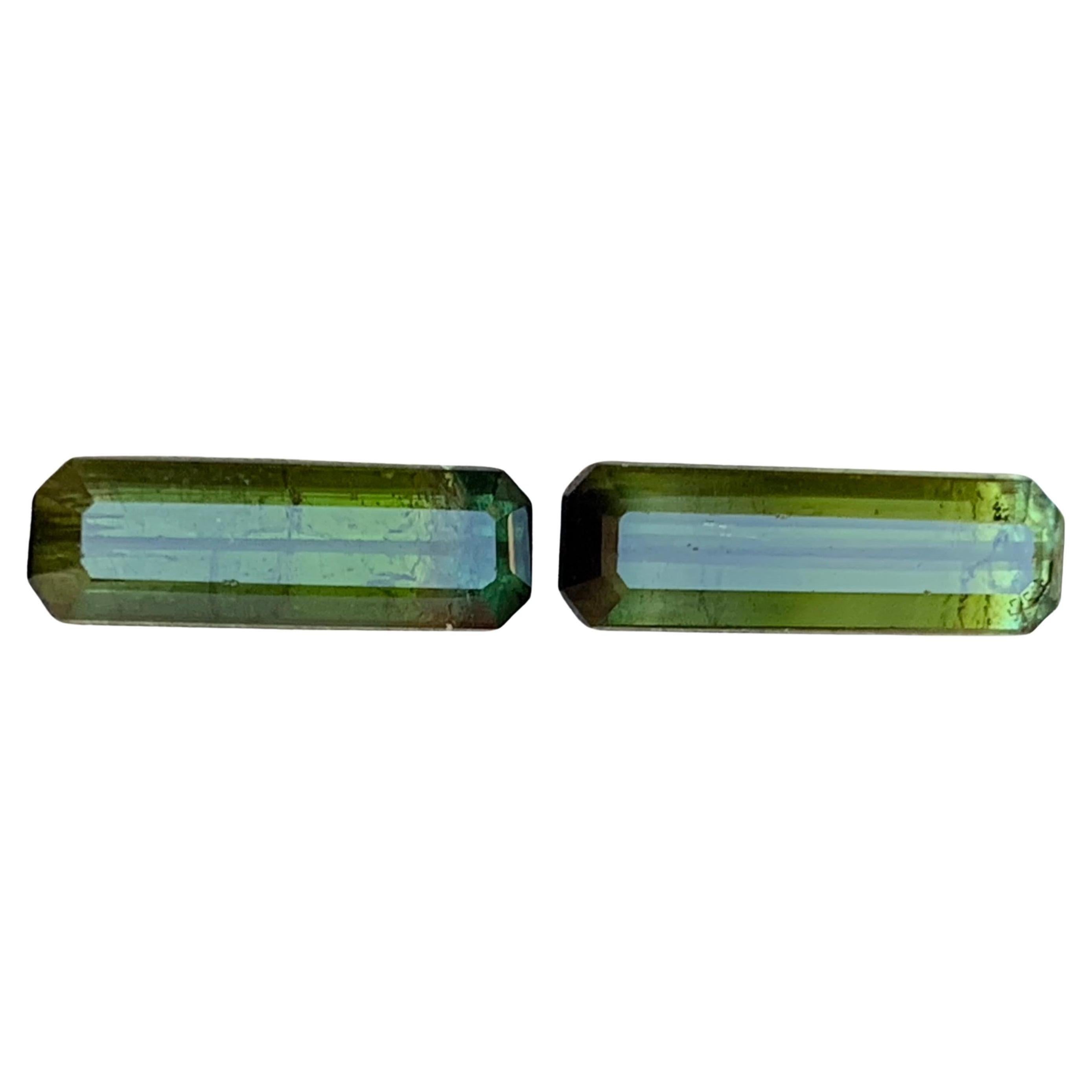 Naturelle Tourmaline vert olive 6.44 Ct Emerald Cut Loose Gemstone Set - Bijoux