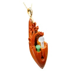 Natural Olive Pit Pendant 45mm x 17mm Necklace W/ Certified Icy Jade & Diamonds