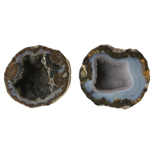 Natural Onyx Agate Quartz Geodes Decorative Objects, Set/Pair For Sale ...