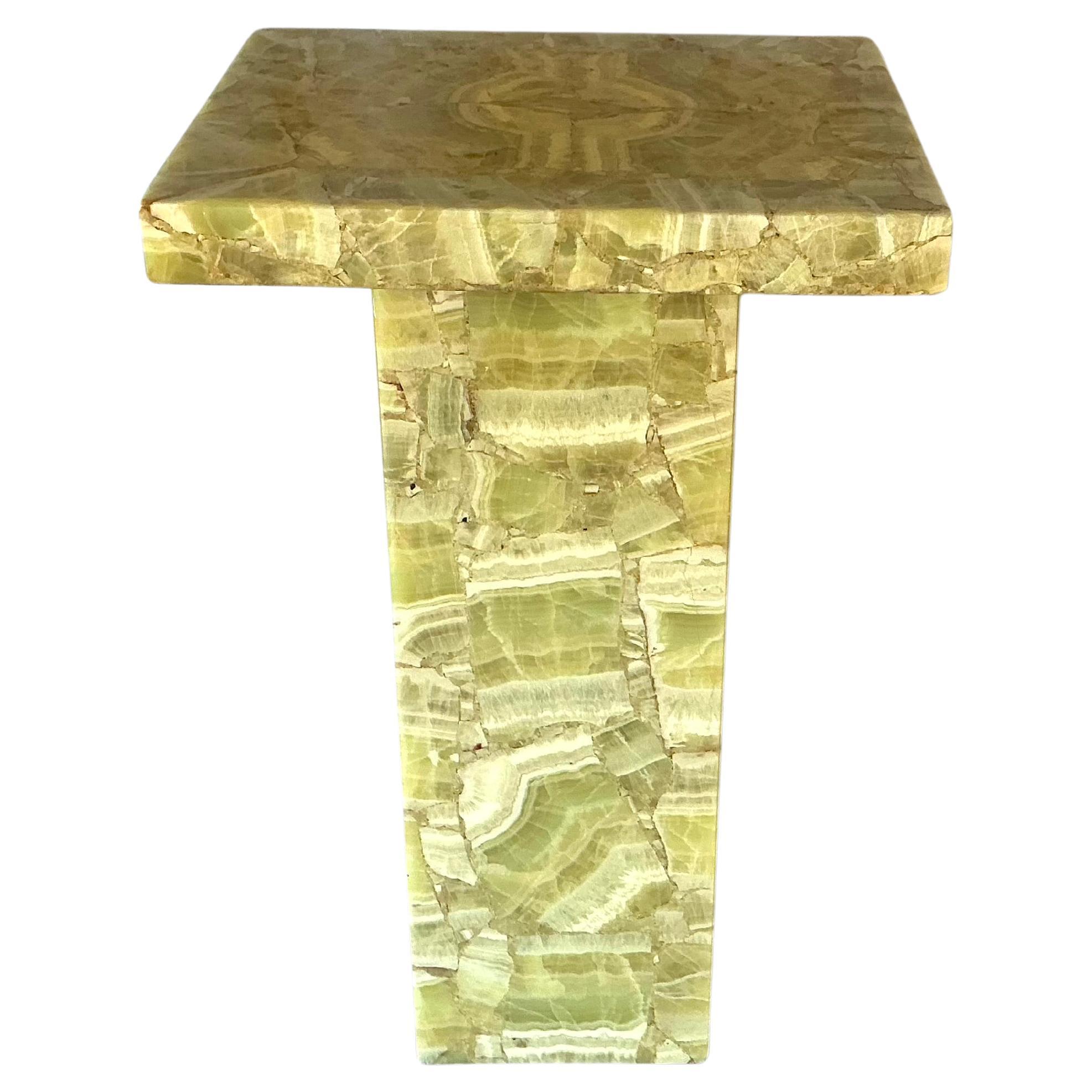 Mesa pedestal de ónix natural y resina by Mueller of Mexico Moderno de mediados de siglo en venta