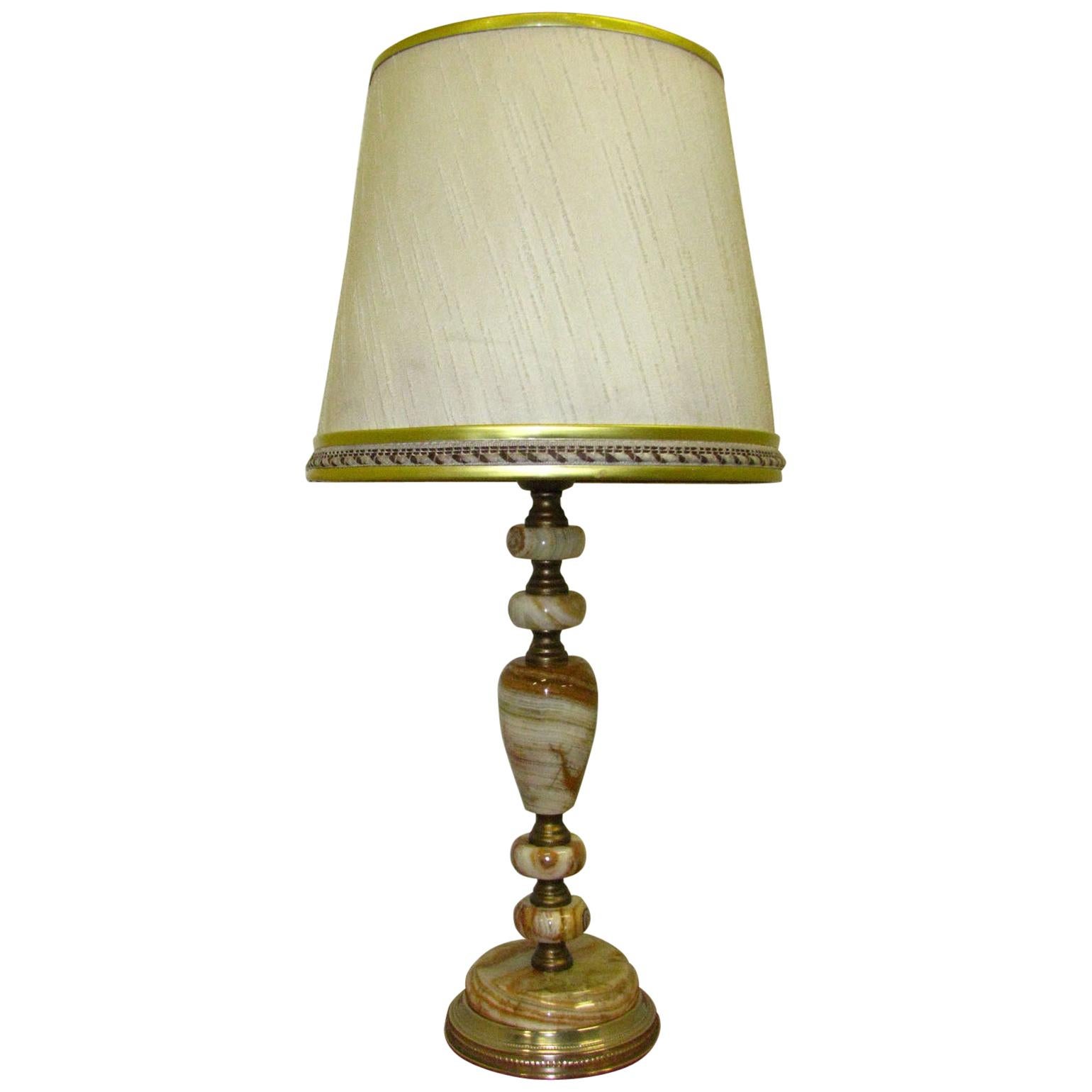 Natural Onyx Desk or Bedside Cabinet Lamp For Sale