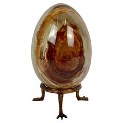 Natural Onyx Egg Form on Gilt Stand