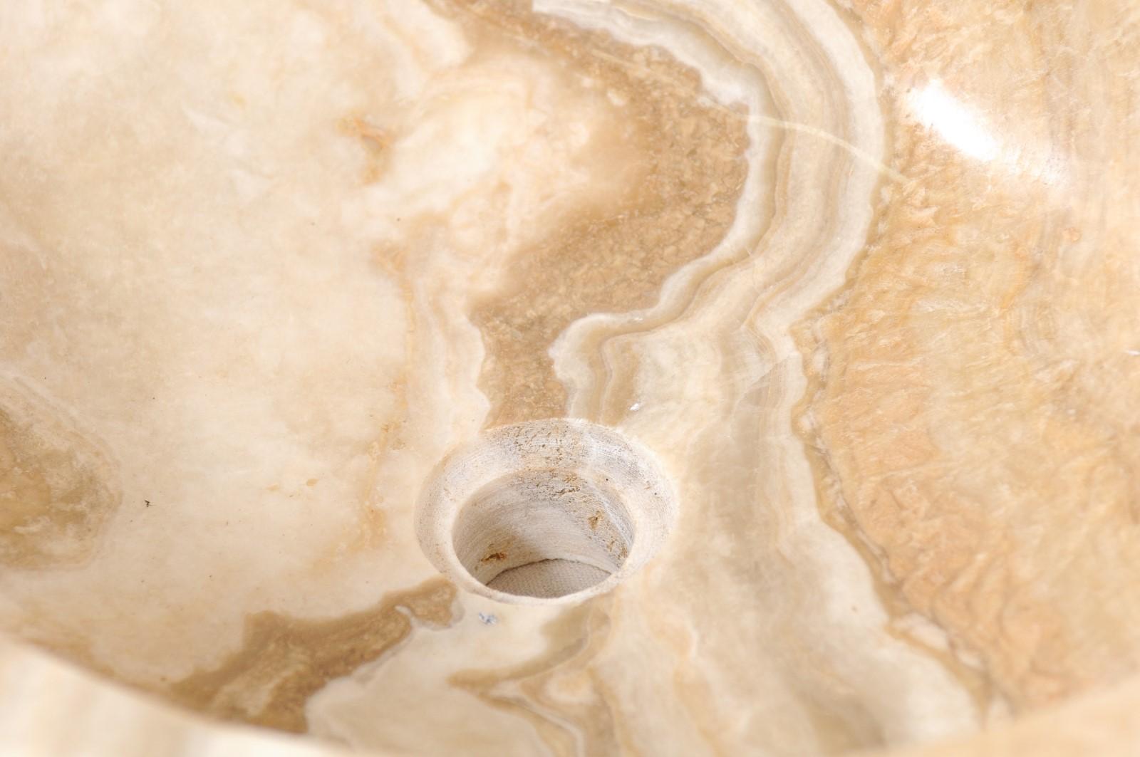 Contemporary Natural Onyx Sink Basin in Cream, White, Beige and Grey