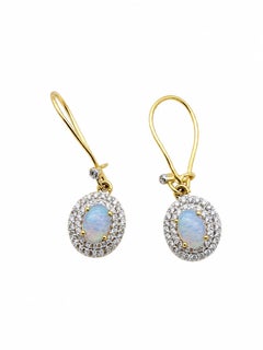 Designer-Ohrstecker aus 14-karätigem Gold mit Opal (0,72 Karat) und Diamanten (0,35 Karat)