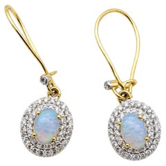 Designer-Ohrstecker aus 14-karätigem Gold mit Opal (0,72 Karat) und Diamanten (0,35 Karat)
