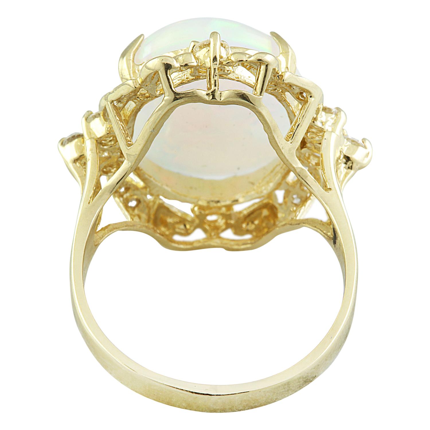 Natural Opal Diamond Ring In 14 Karat Yellow Gold  For Sale 1