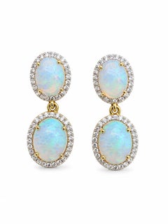 Orecchini in oro 14k con opale naturale da 4,44 carati e diamanti da 0,53 carati