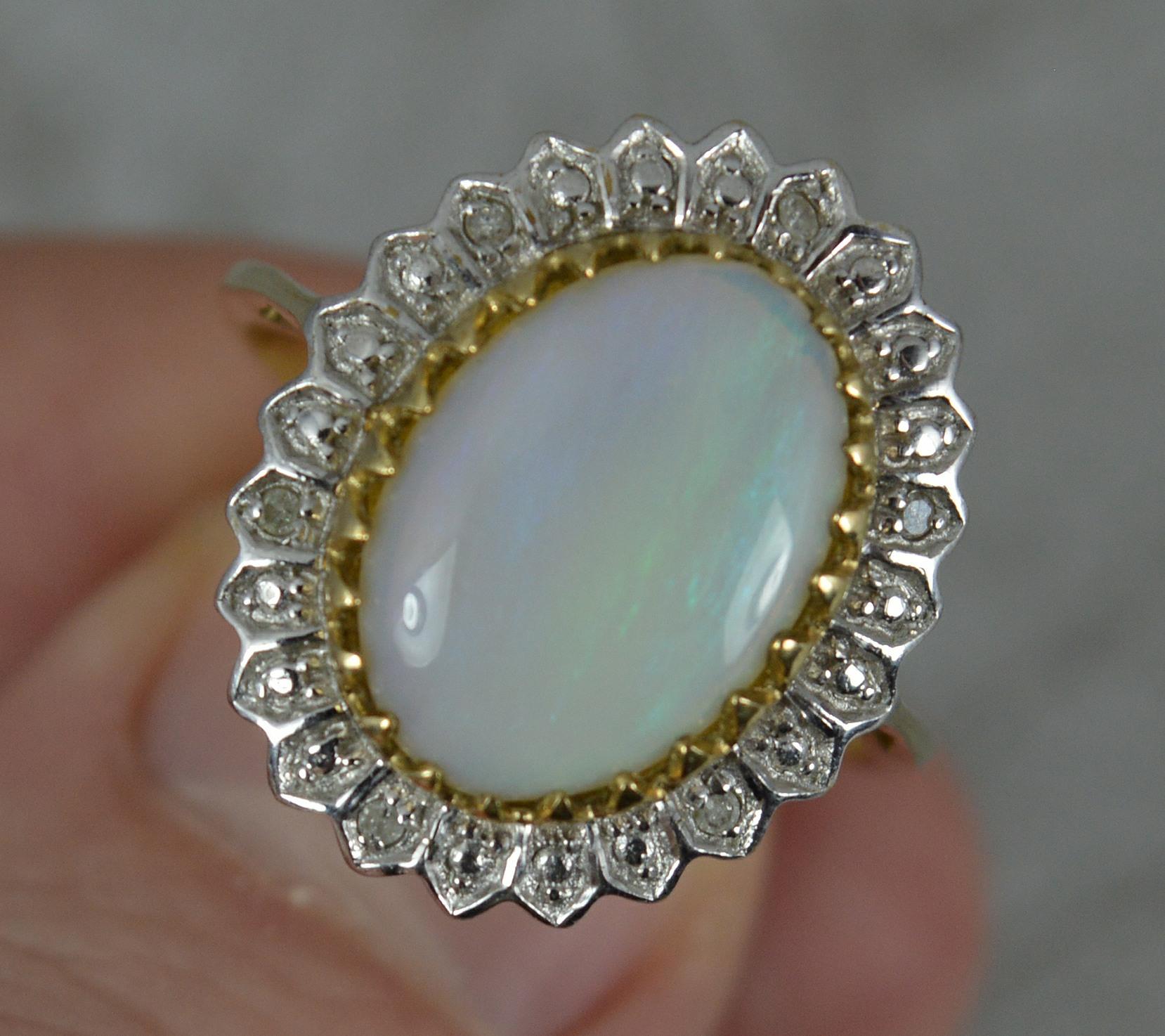 Natural Opal and Diamond 9 Carat Gold Statement Cluster Ring In Excellent Condition In St Helens, GB