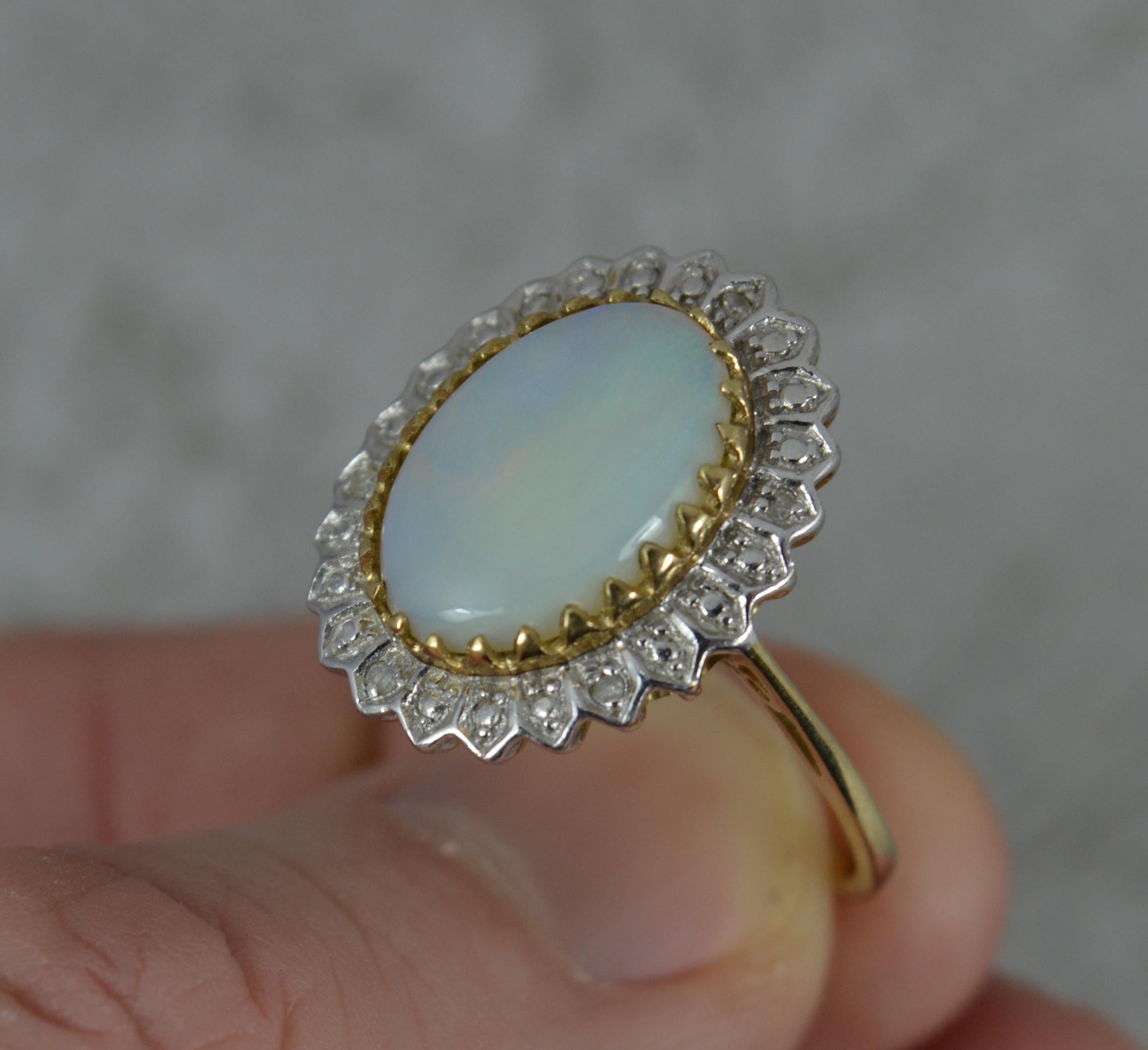 Women's Natural Opal and Diamond 9 Carat Gold Statement Cluster Ring