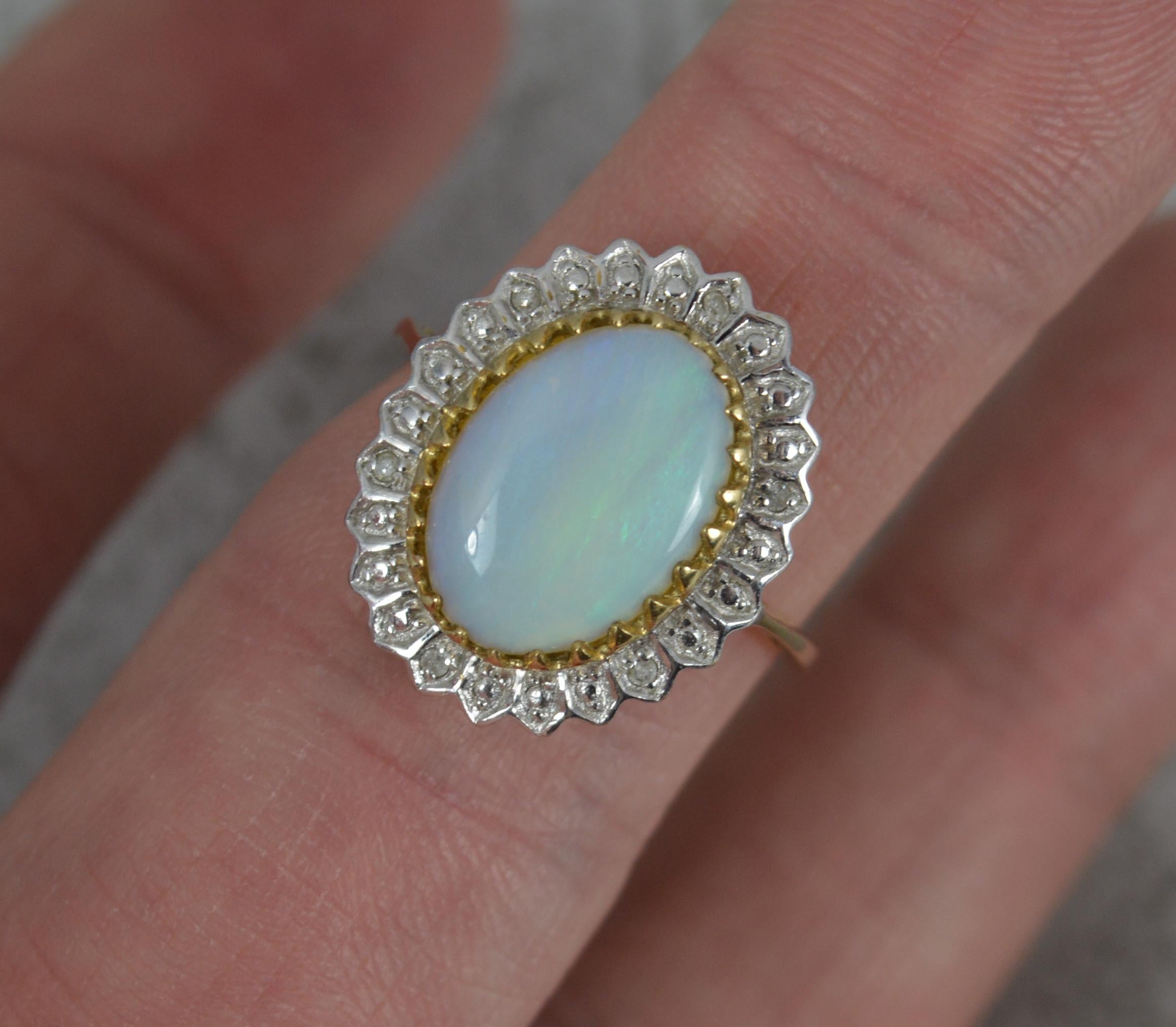 Natural Opal and Diamond 9 Carat Gold Statement Cluster Ring 1