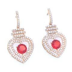 Natural Opal and Diamond Drop earrings