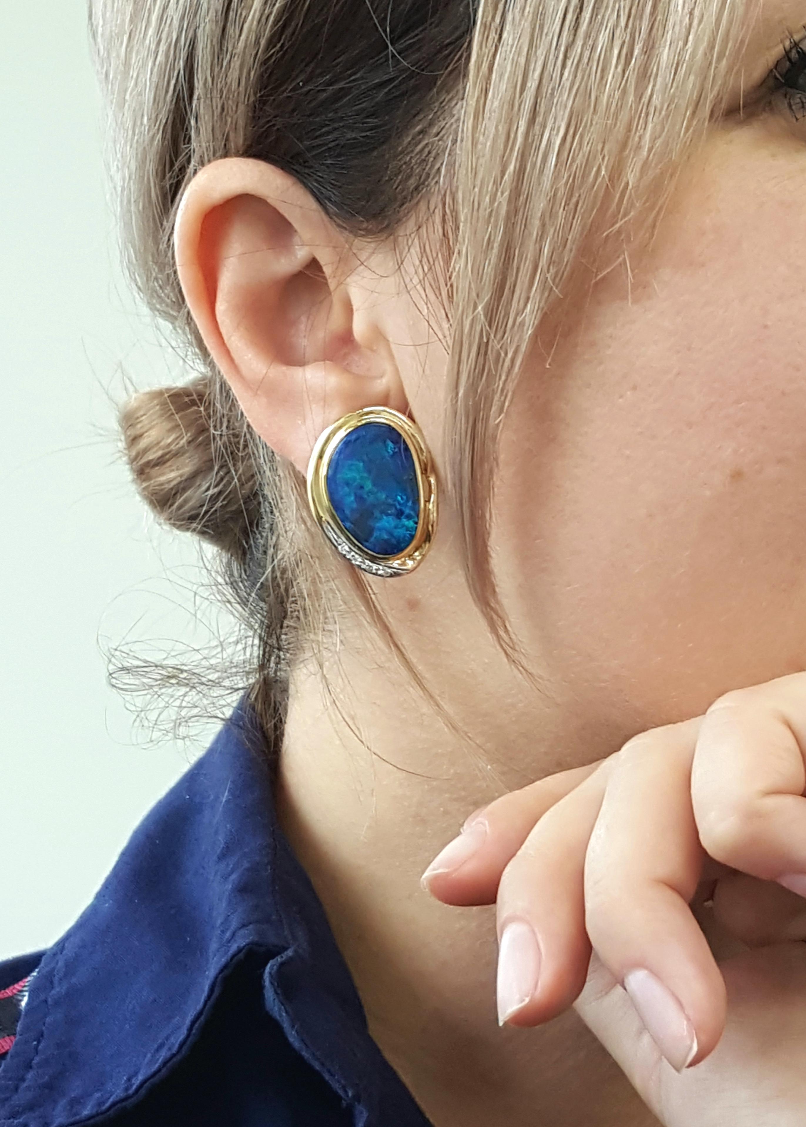 blue opal earrings gold