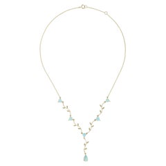 Collier de vignes de style victorien en or jaune 9 carats, opale naturelle et diamants