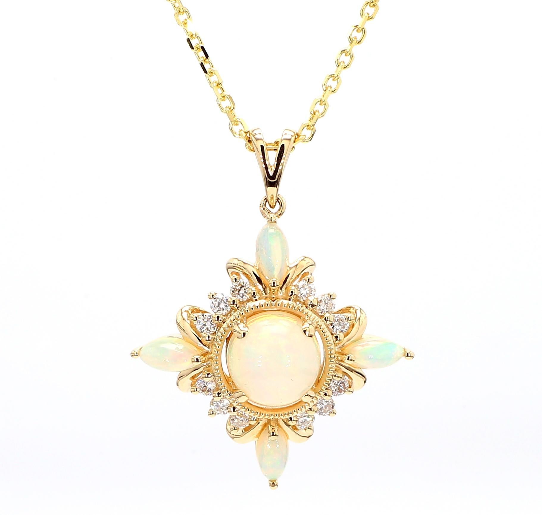 Contemporain Pendentif en or avec opale naturelle et diamant blanc de 1,91 carat poids total en vente