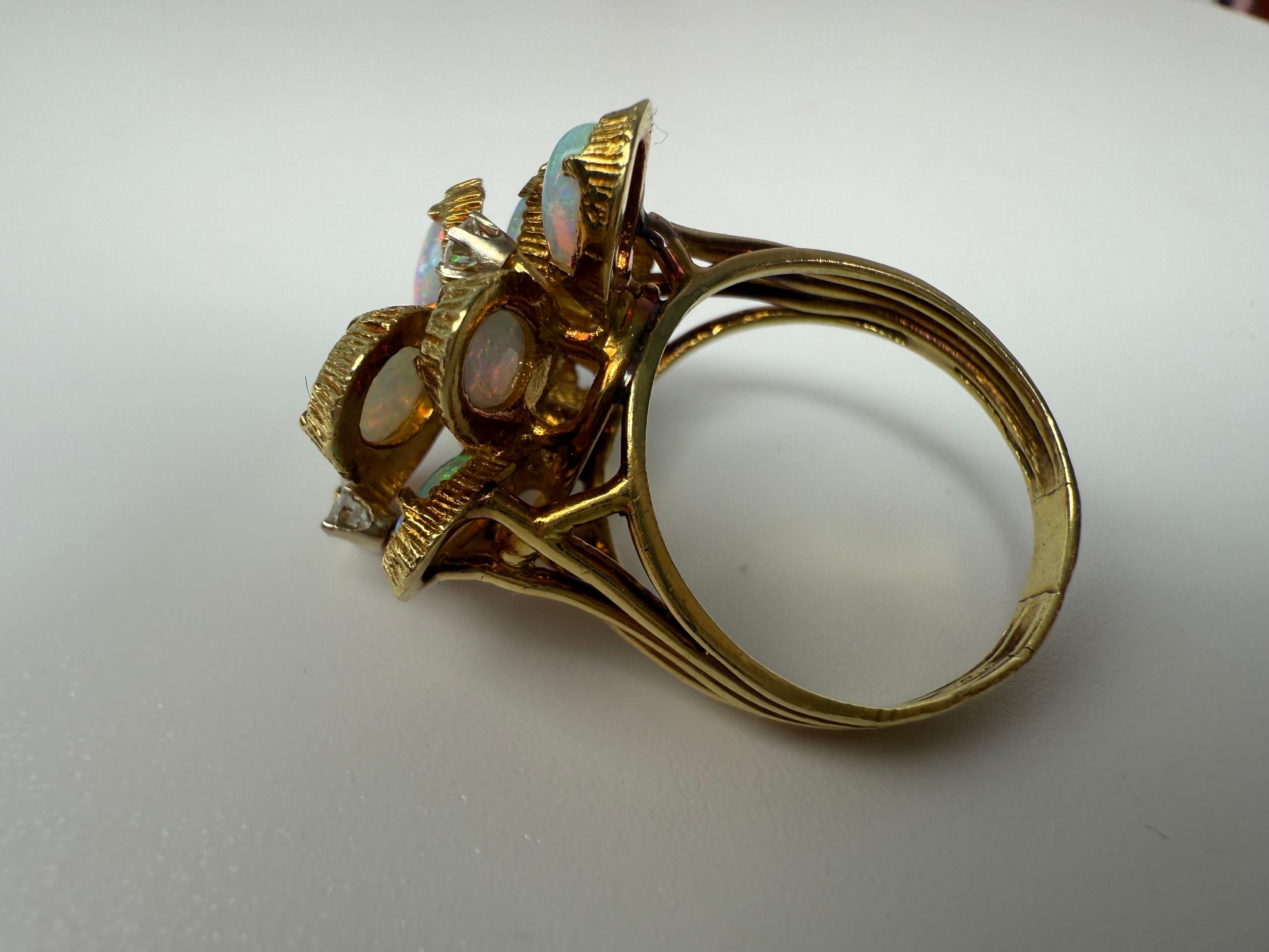 Natürlicher OPAL-Cocktailring 18KT Gelbgold im Zustand „Hervorragend“ im Angebot in Jupiter, FL