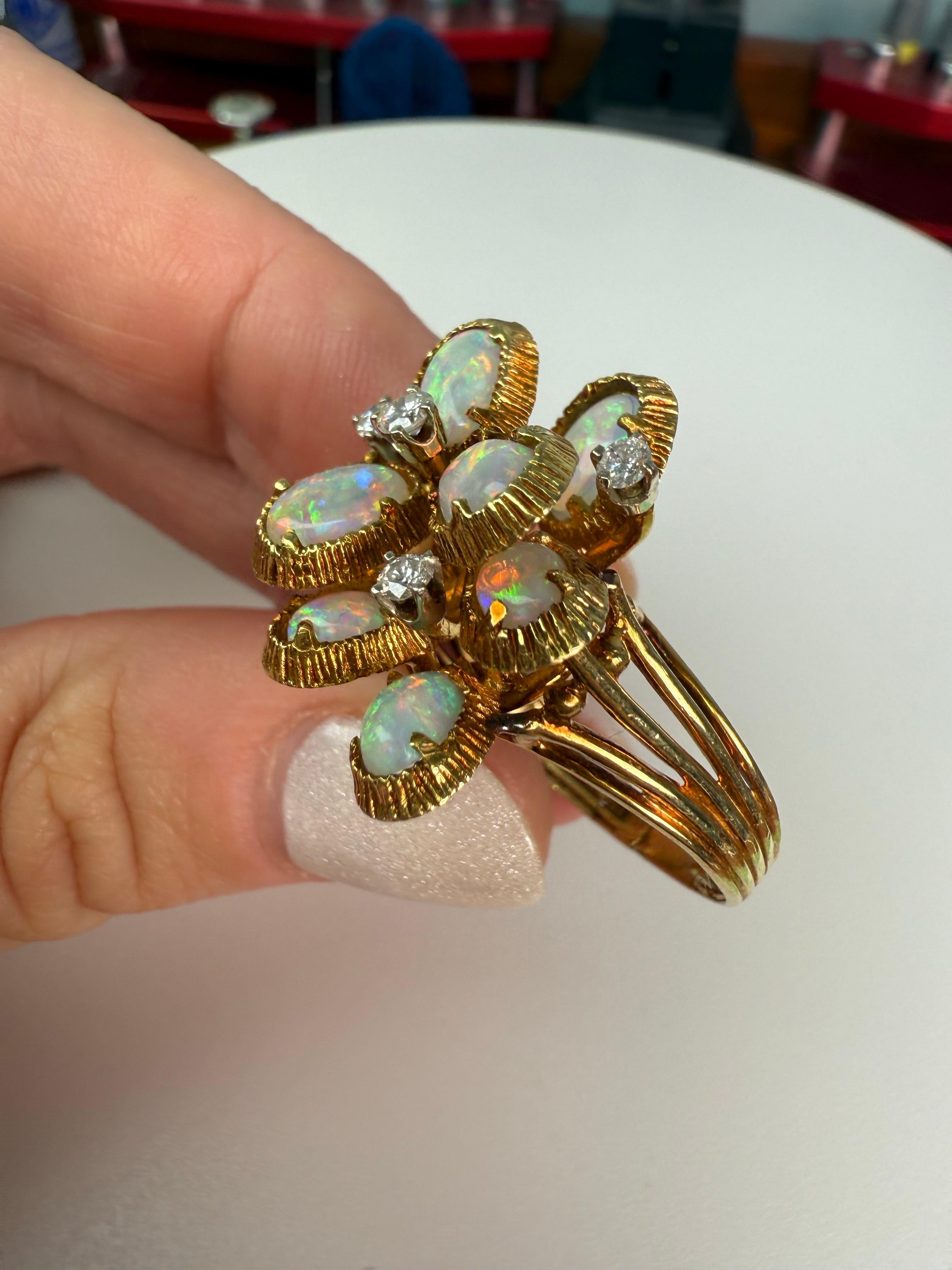 Natürlicher OPAL-Cocktailring 18KT Gelbgold im Angebot 2