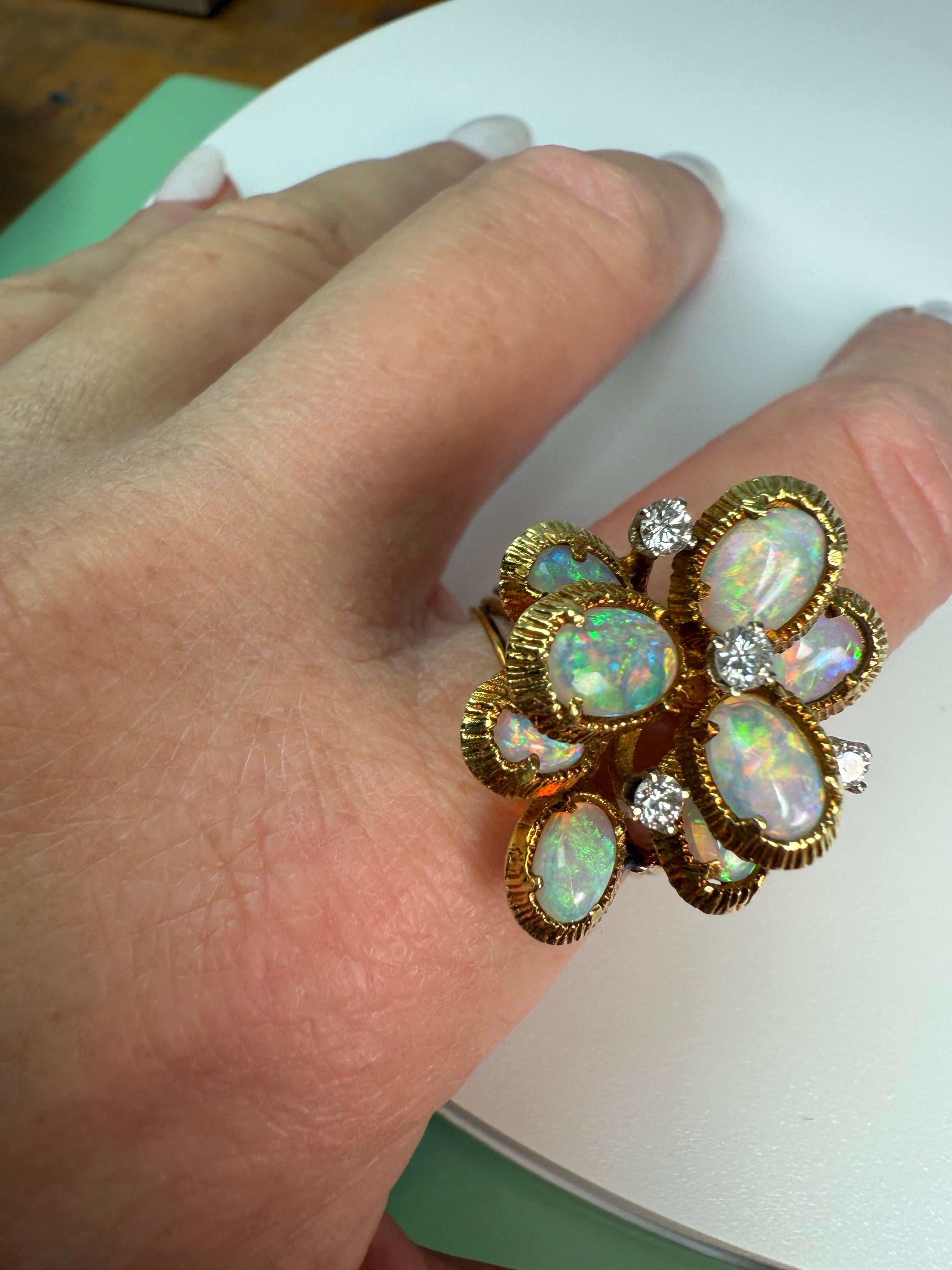 Natürlicher OPAL-Cocktailring 18KT Gelbgold im Angebot 3