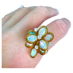 Antique Natural OPAL cocktail ring 18KT yellow gold