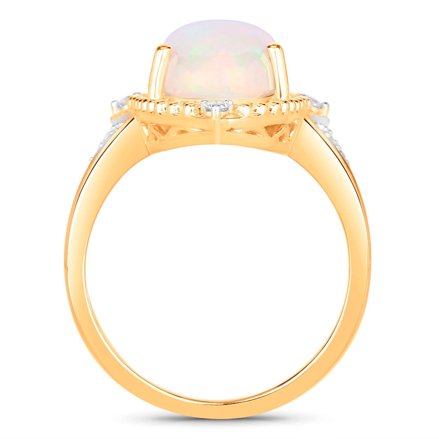 Natural Opal Cocktail Ring Diamond Setting 5.54 Carats 14K Yellow Gold In Excellent Condition For Sale In Laguna Niguel, CA