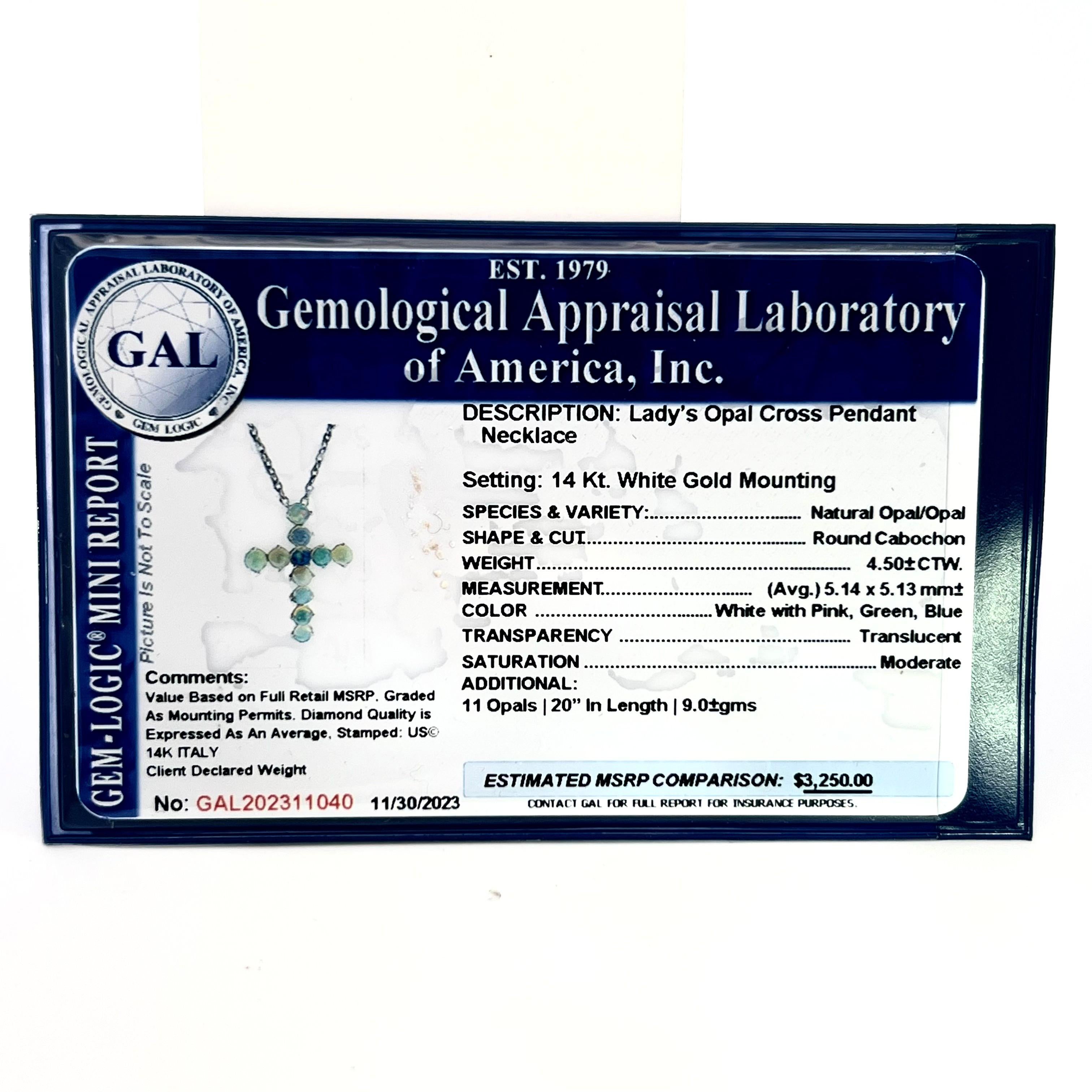 Natürlicher Opal-Kreuz-Anhänger Halskette 20