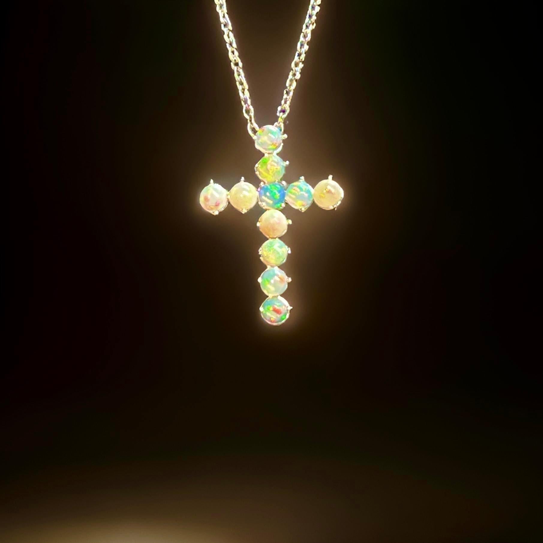 Natürlicher Opal-Kreuz-Anhänger Halskette 20