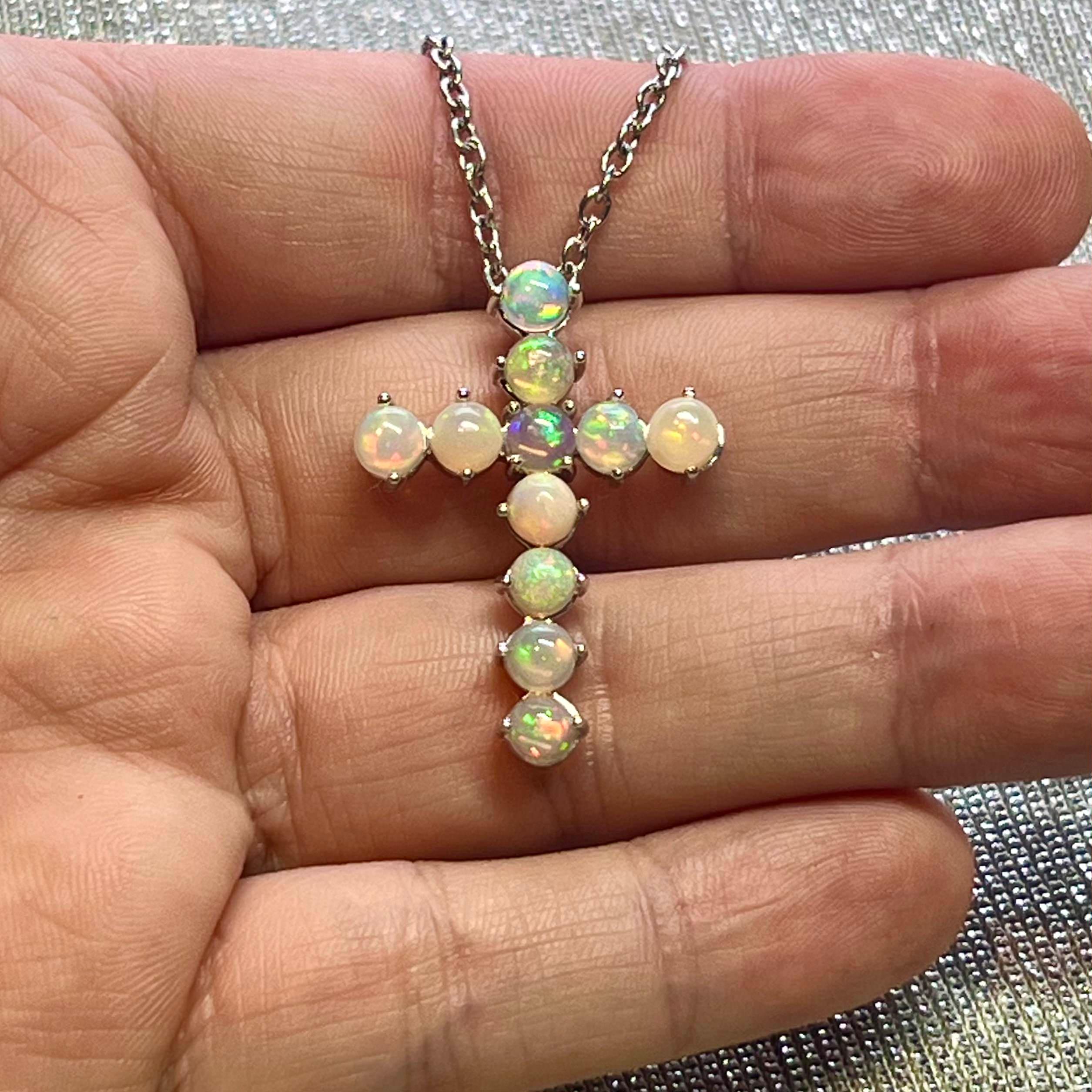 Natürlicher Opal-Kreuz-Anhänger Halskette 20