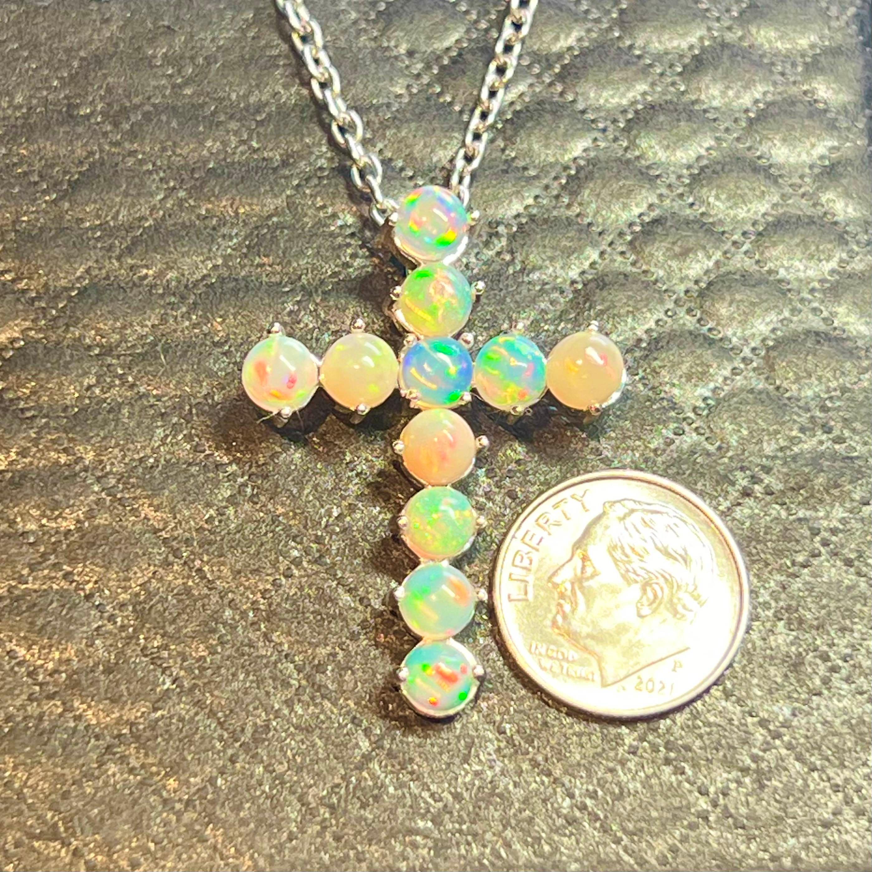Natürlicher Opal-Kreuz-Anhänger Halskette 20