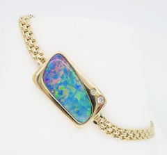 Natürliches Opal- und Diamantarmband aus Natur
