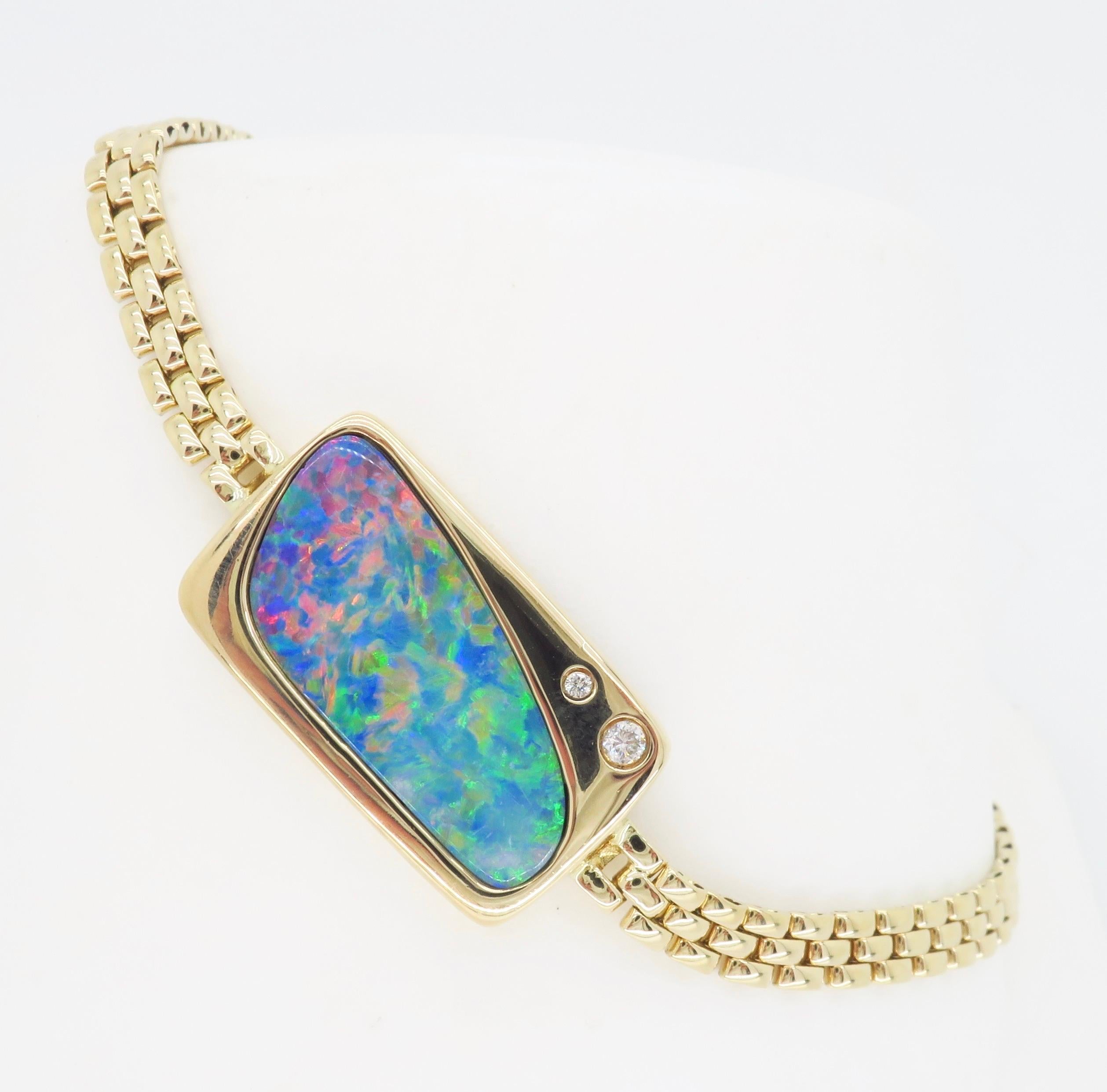 Natural Opal & Diamond Bracelet For Sale 1