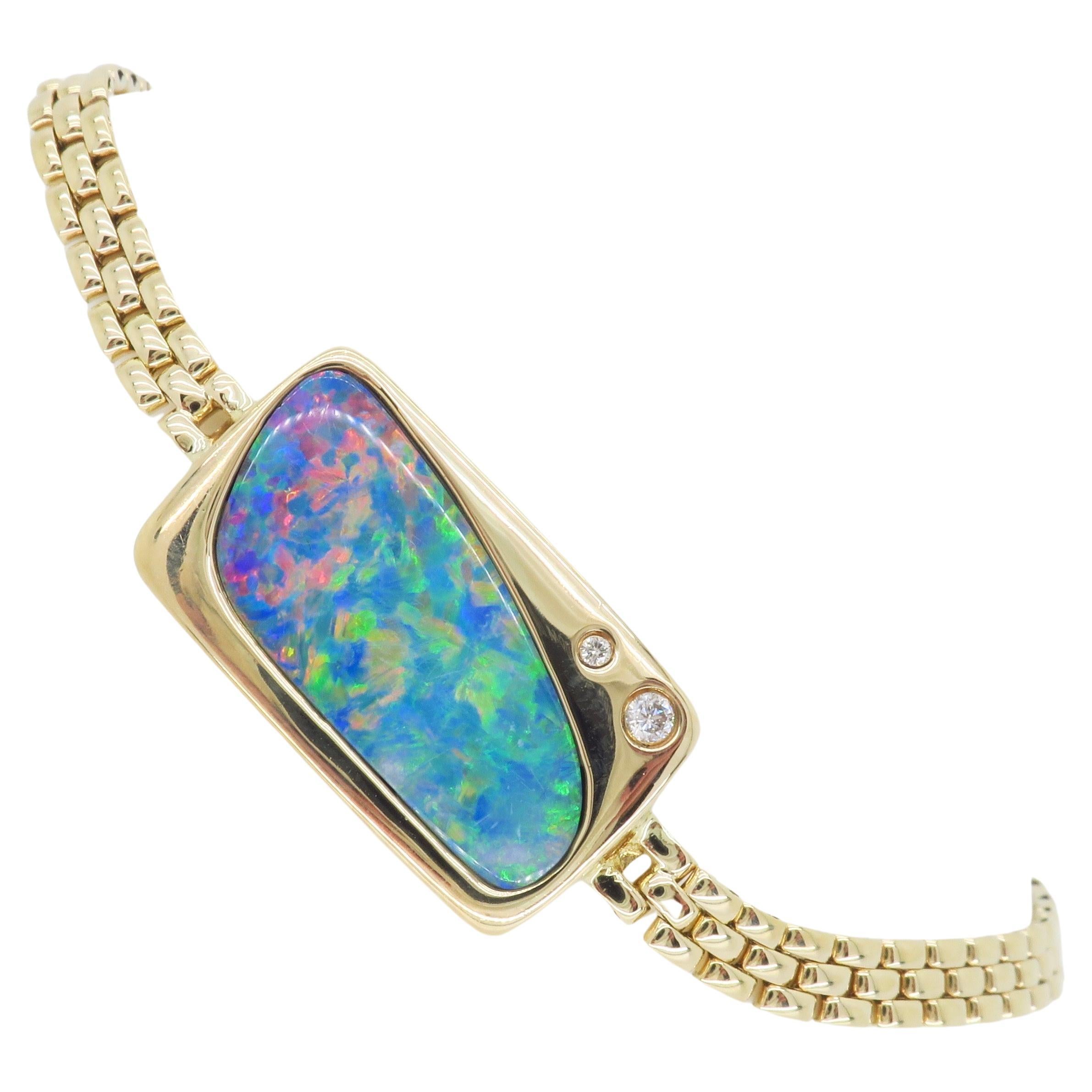 Natural Opal & Diamond Bracelet For Sale
